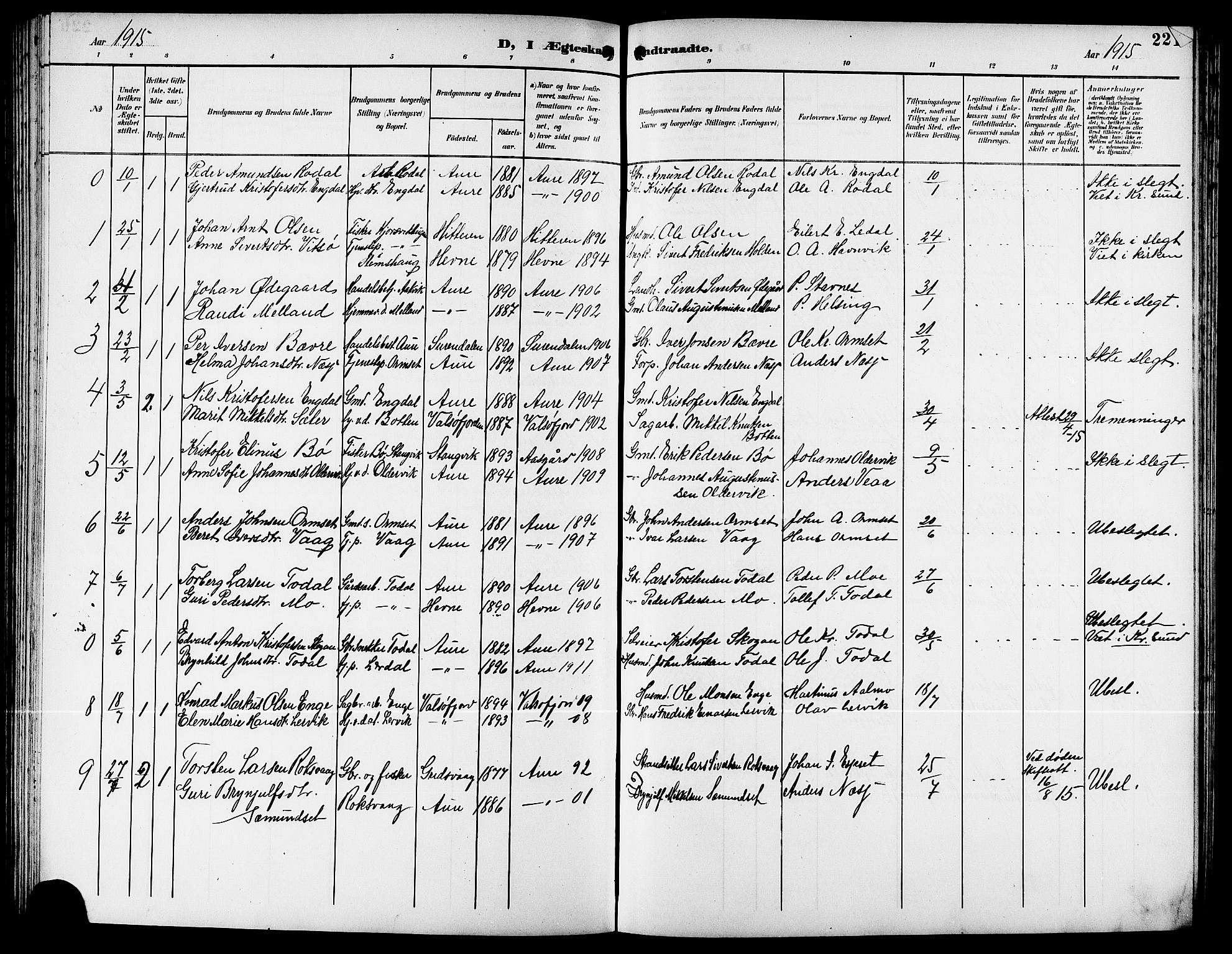 Ministerialprotokoller, klokkerbøker og fødselsregistre - Møre og Romsdal, AV/SAT-A-1454/578/L0910: Parish register (copy) no. 578C03, 1900-1921, p. 221