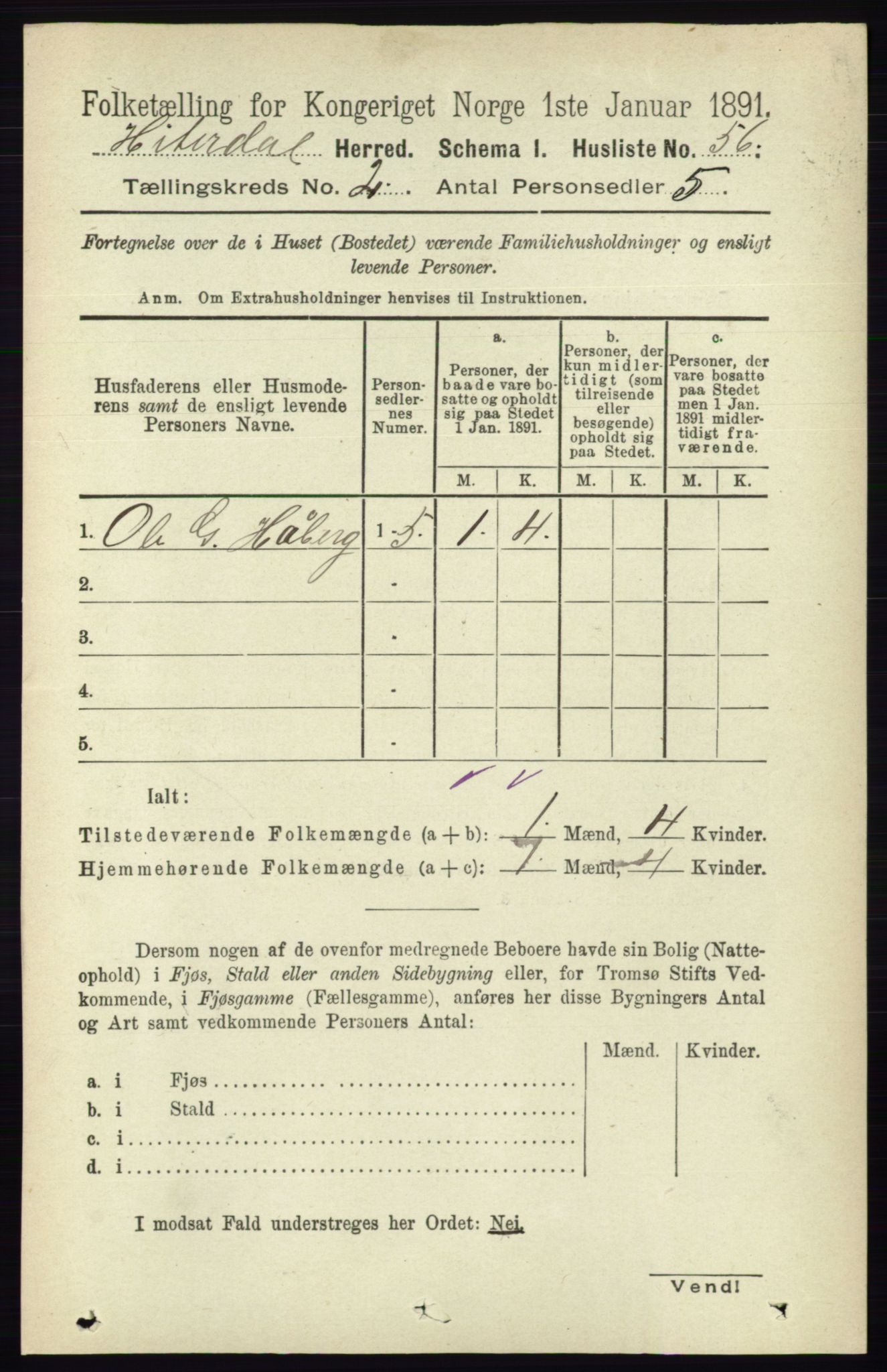 RA, 1891 census for 0823 Heddal, 1891, p. 563