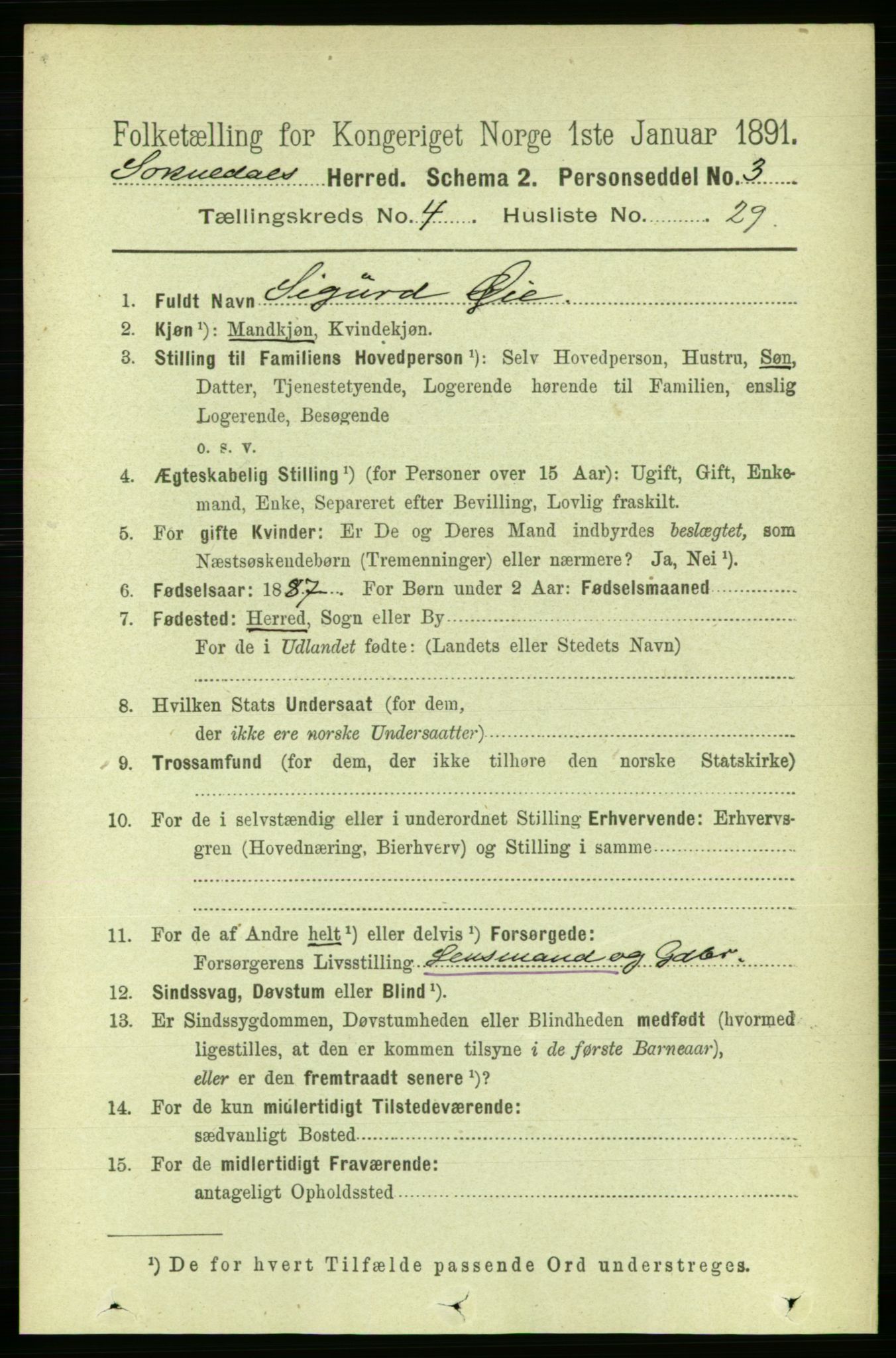 RA, 1891 census for 1649 Soknedal, 1891, p. 1779