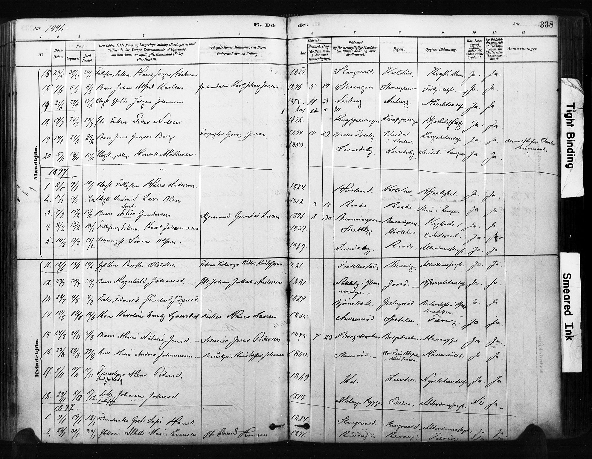 Råde prestekontor kirkebøker, AV/SAO-A-2009/F/Fa/L0007: Parish register (official) no. 7, 1878-1902, p. 338