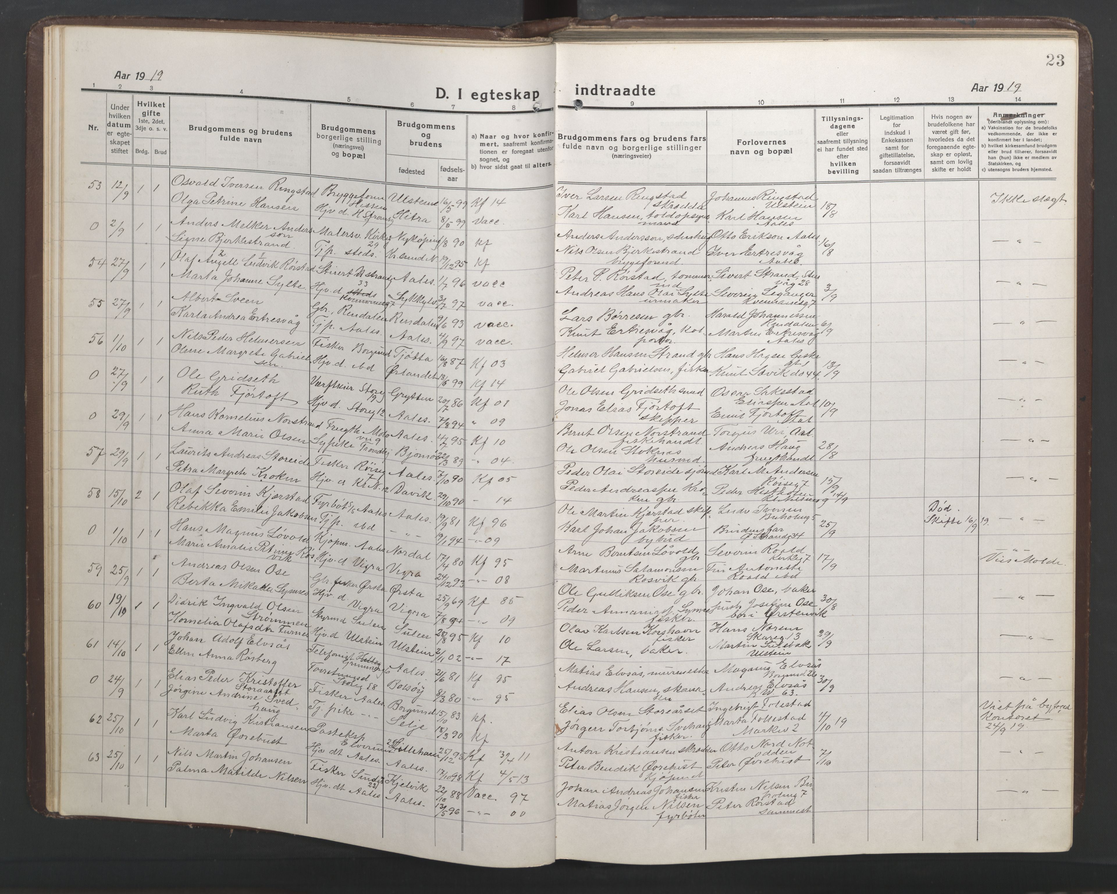 Ministerialprotokoller, klokkerbøker og fødselsregistre - Møre og Romsdal, AV/SAT-A-1454/529/L0473: Parish register (copy) no. 529C10, 1918-1941, p. 23