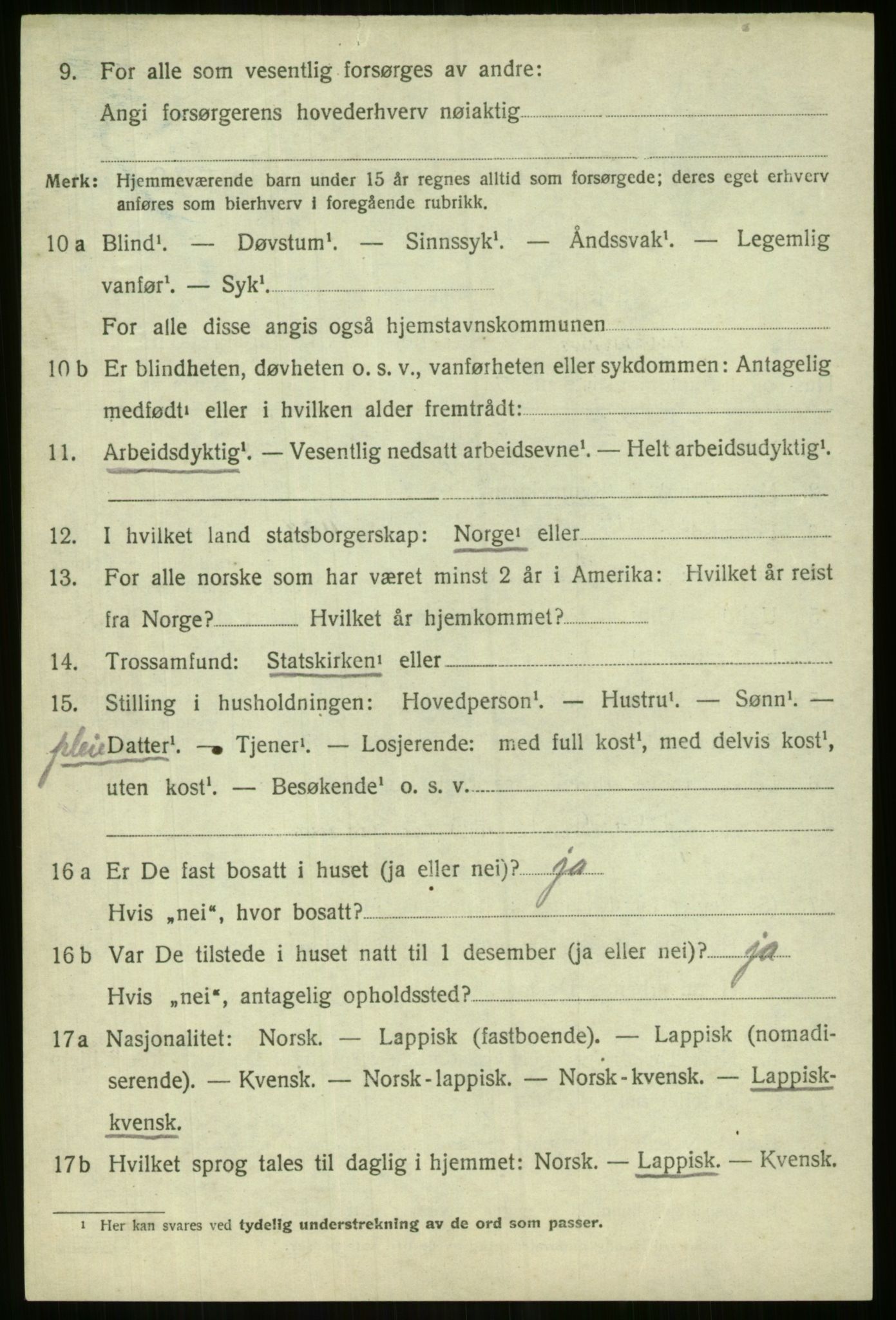 SATØ, 1920 census for Lyngen, 1920, p. 3536