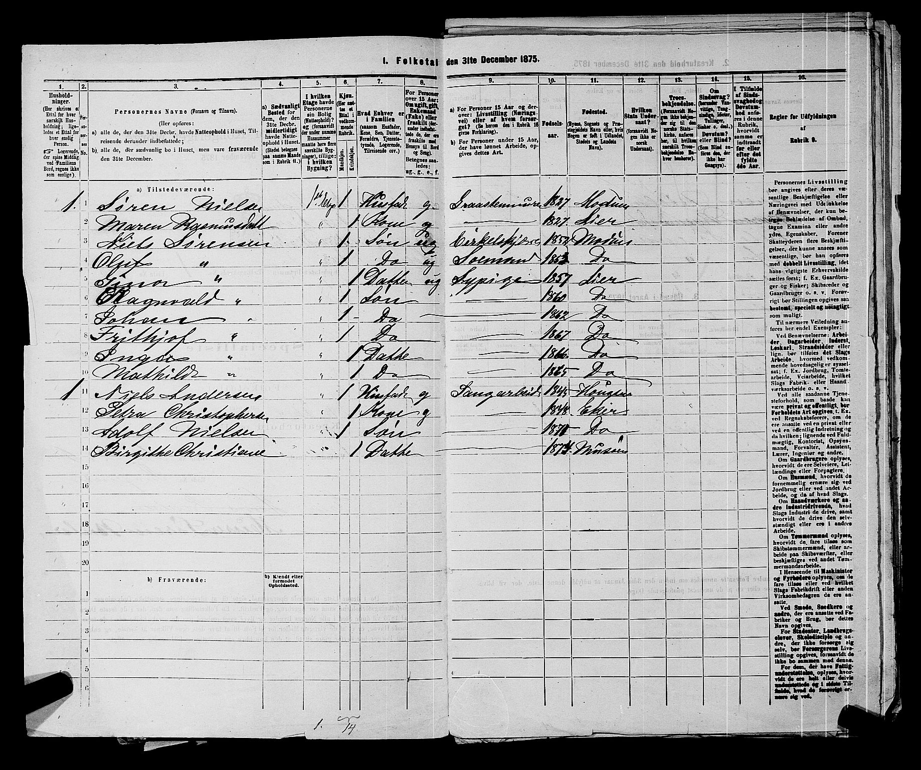 SAKO, 1875 census for 0602 Drammen, 1875, p. 129