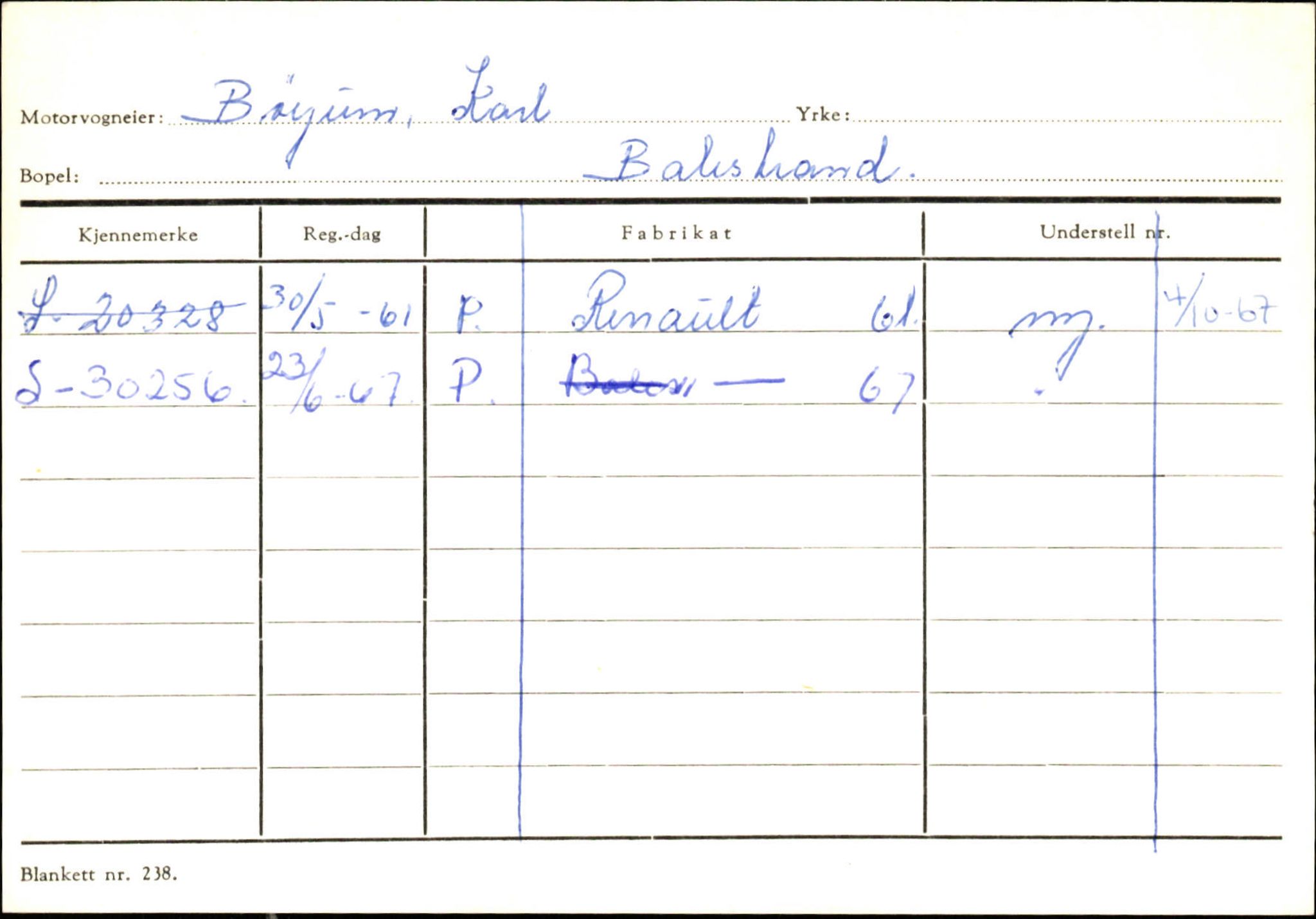 Statens vegvesen, Sogn og Fjordane vegkontor, AV/SAB-A-5301/4/F/L0132: Eigarregister Askvoll A-Å. Balestrand A-Å, 1945-1975, p. 1617