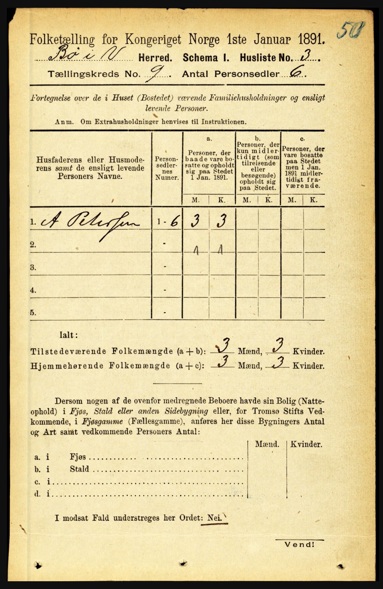 RA, 1891 census for 1867 Bø, 1891, p. 3220