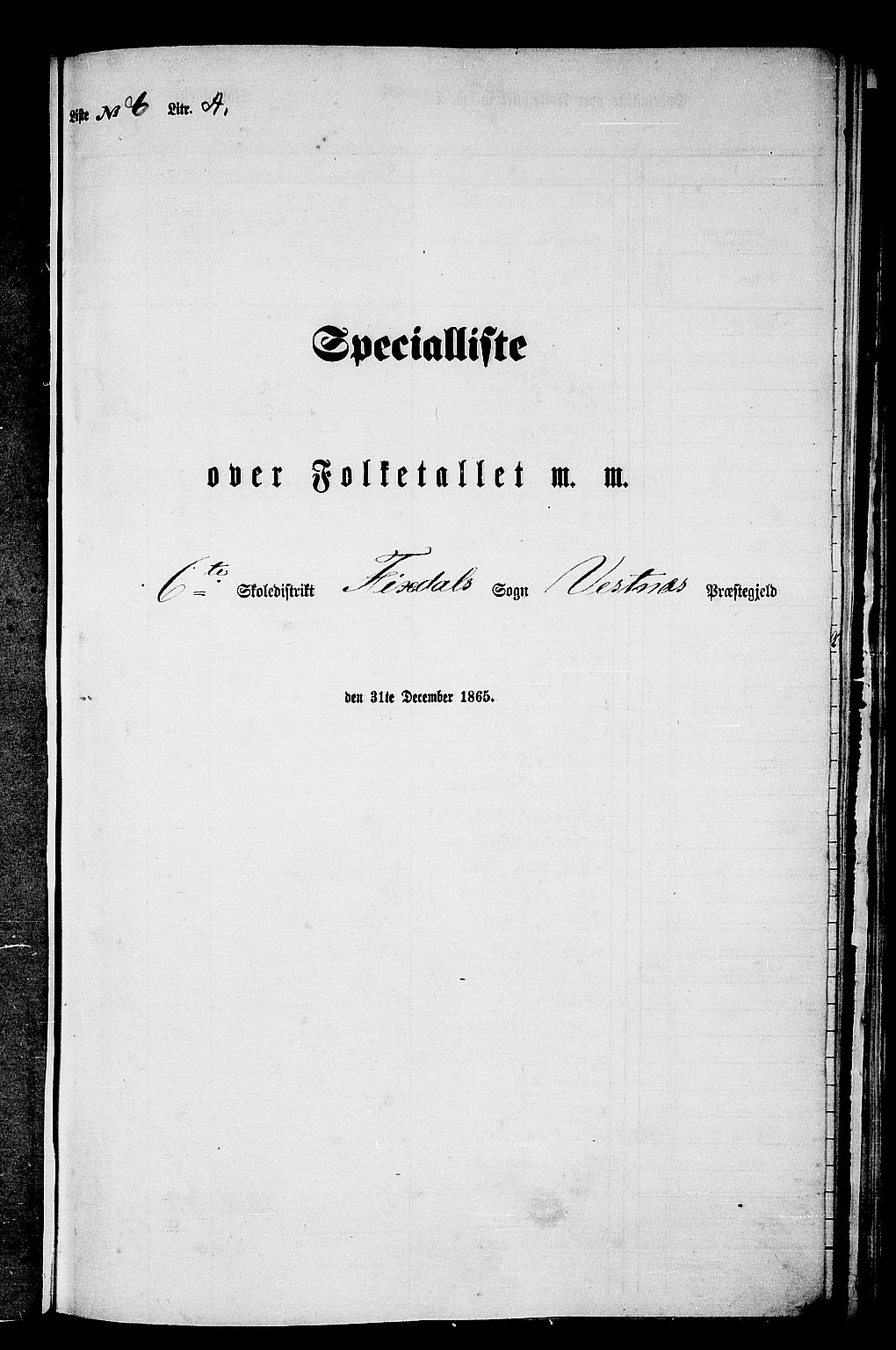 RA, 1865 census for Vestnes, 1865, p. 118