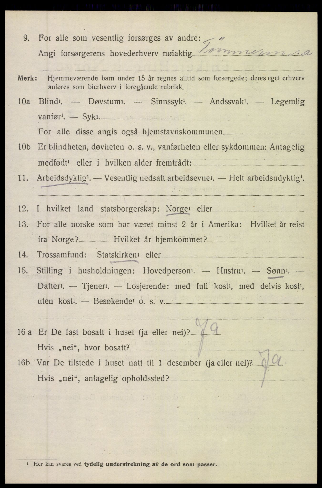 SAK, 1920 census for Øyestad, 1920, p. 8913