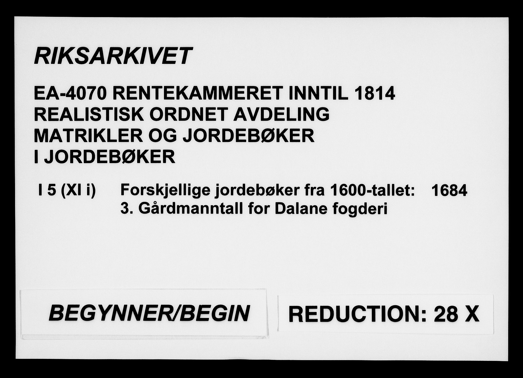 Rentekammeret inntil 1814, Realistisk ordnet avdeling, AV/RA-EA-4070/N/Na/L0005/0003: [XI j]: Forskjellige jordebøker fra 1600-tallet: / Gårdmanntall for Jæren og Dalane fogderi, 1684