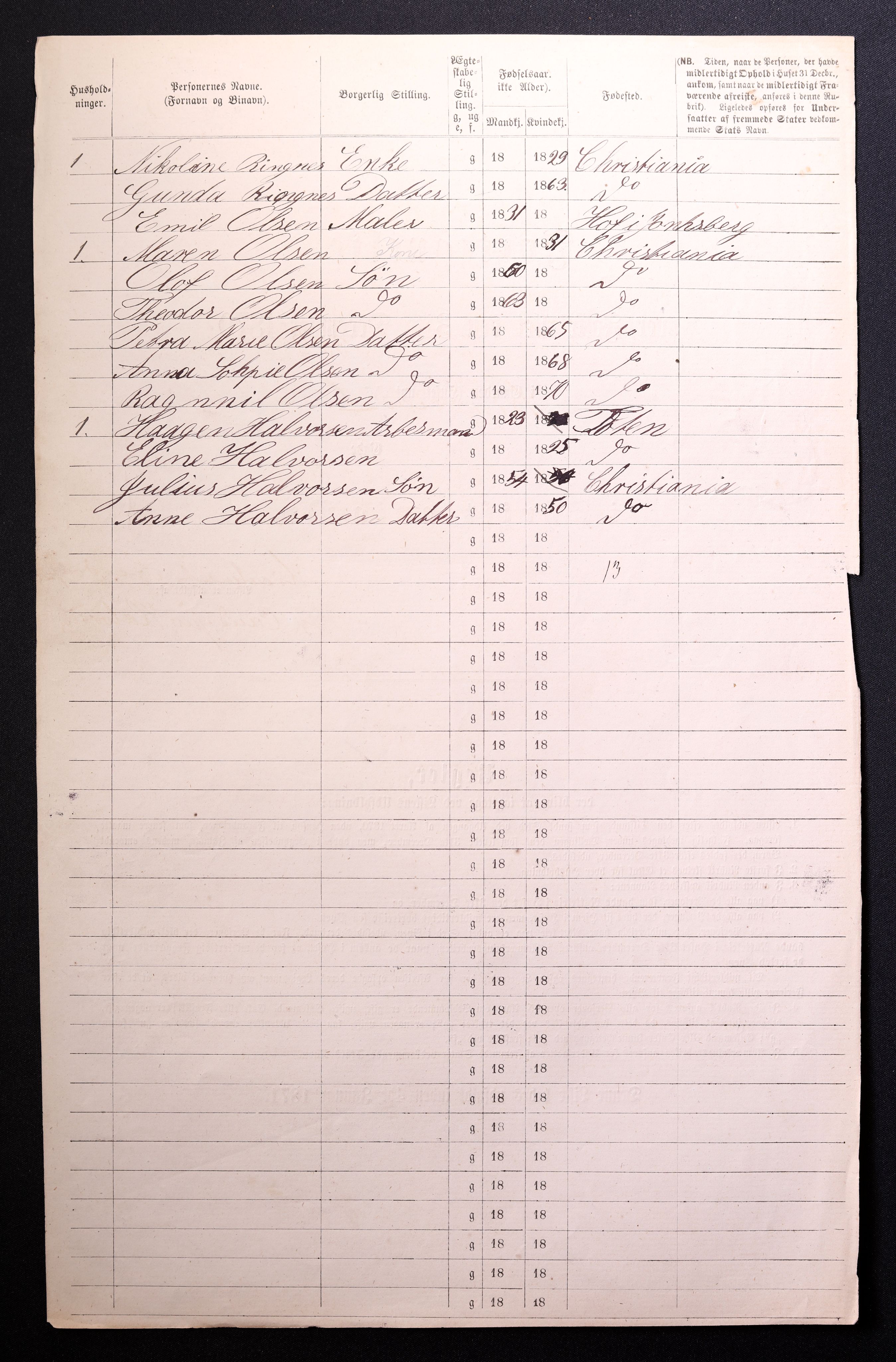 RA, 1870 census for 0301 Kristiania, 1870, p. 1525