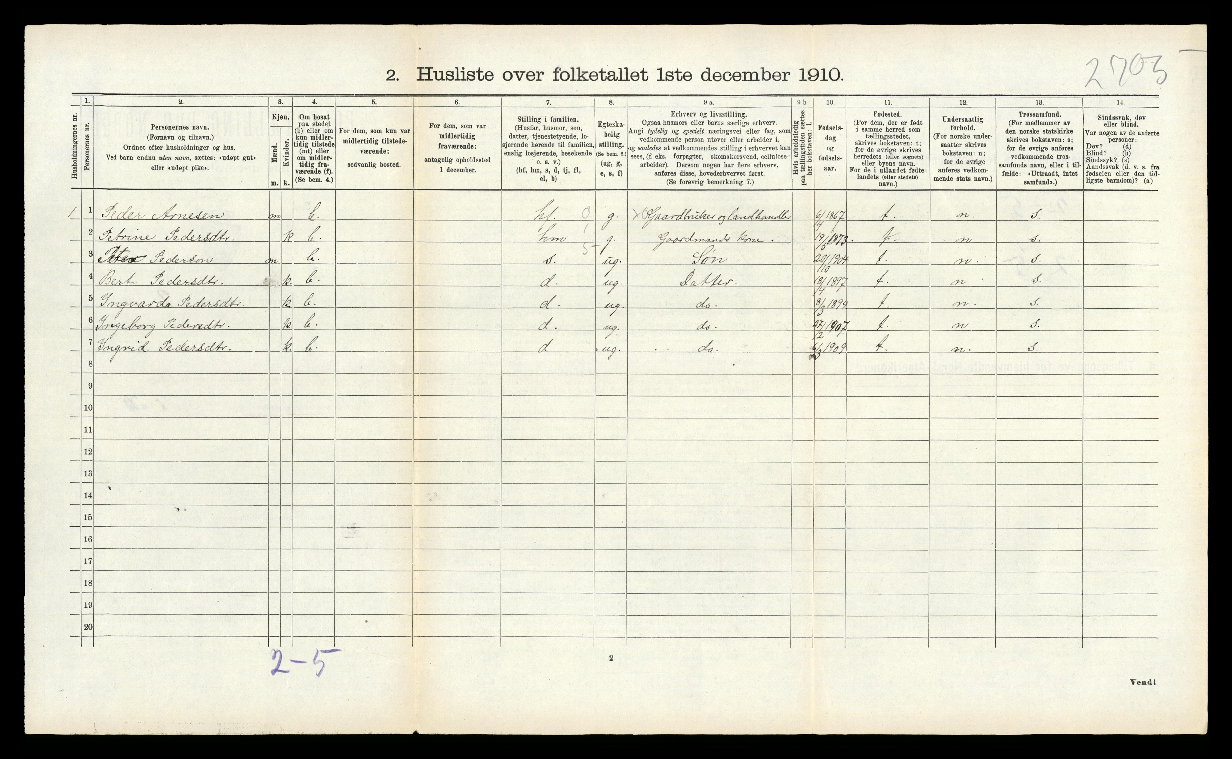 RA, 1910 census for Vatne, 1910, p. 112