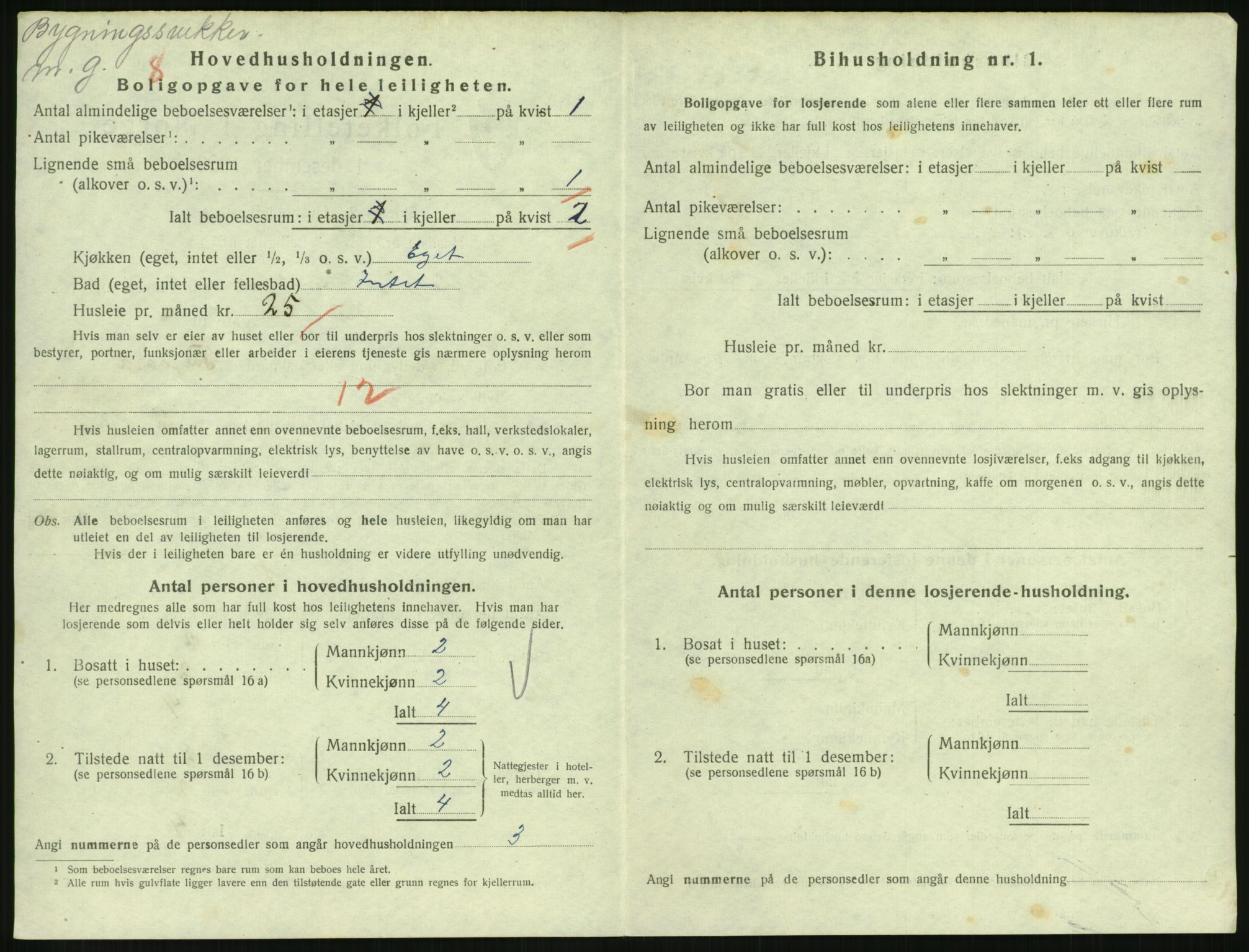 SAH, 1920 census for Lillehammer, 1920, p. 3393