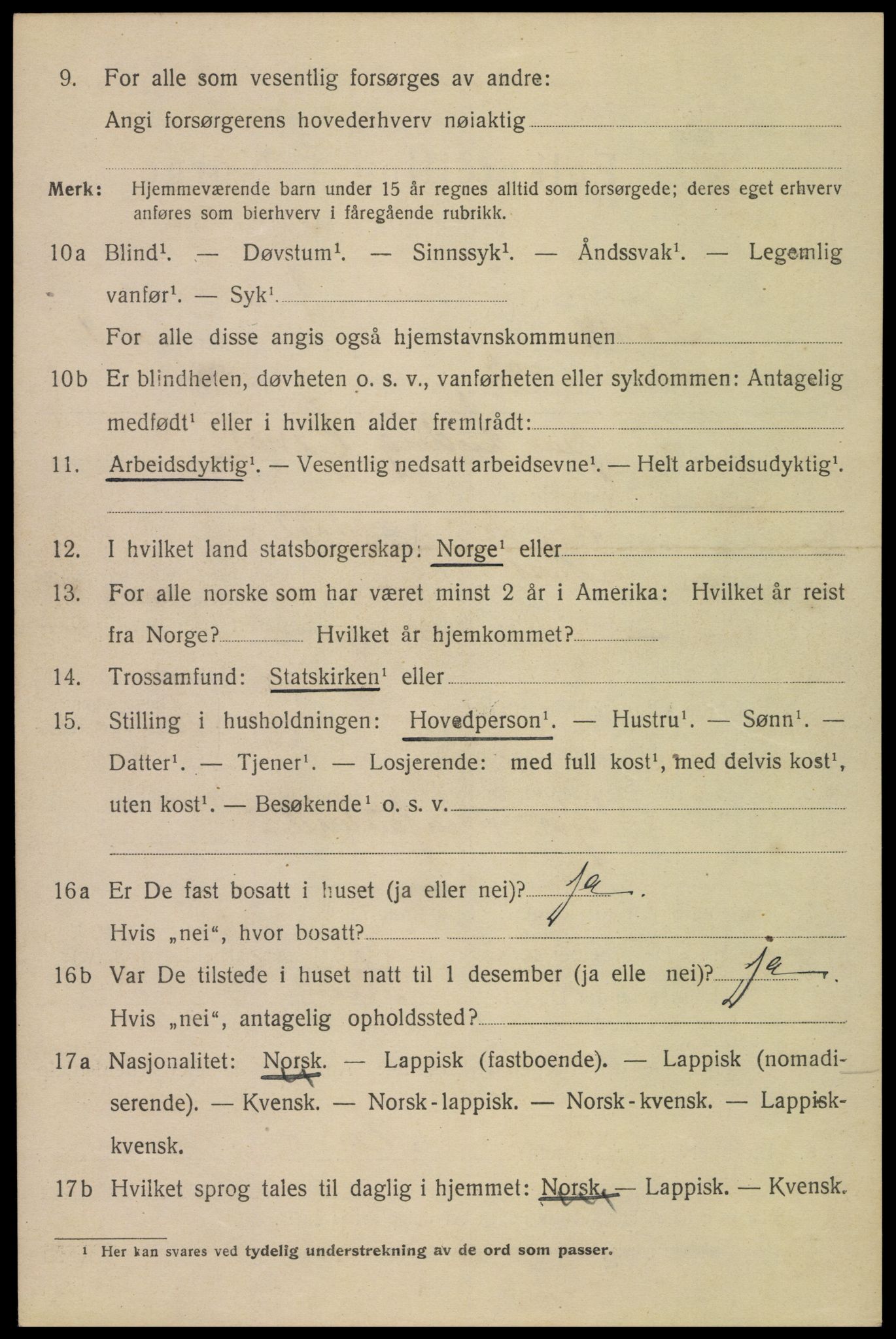 SAT, 1920 census for Narvik, 1920, p. 5799