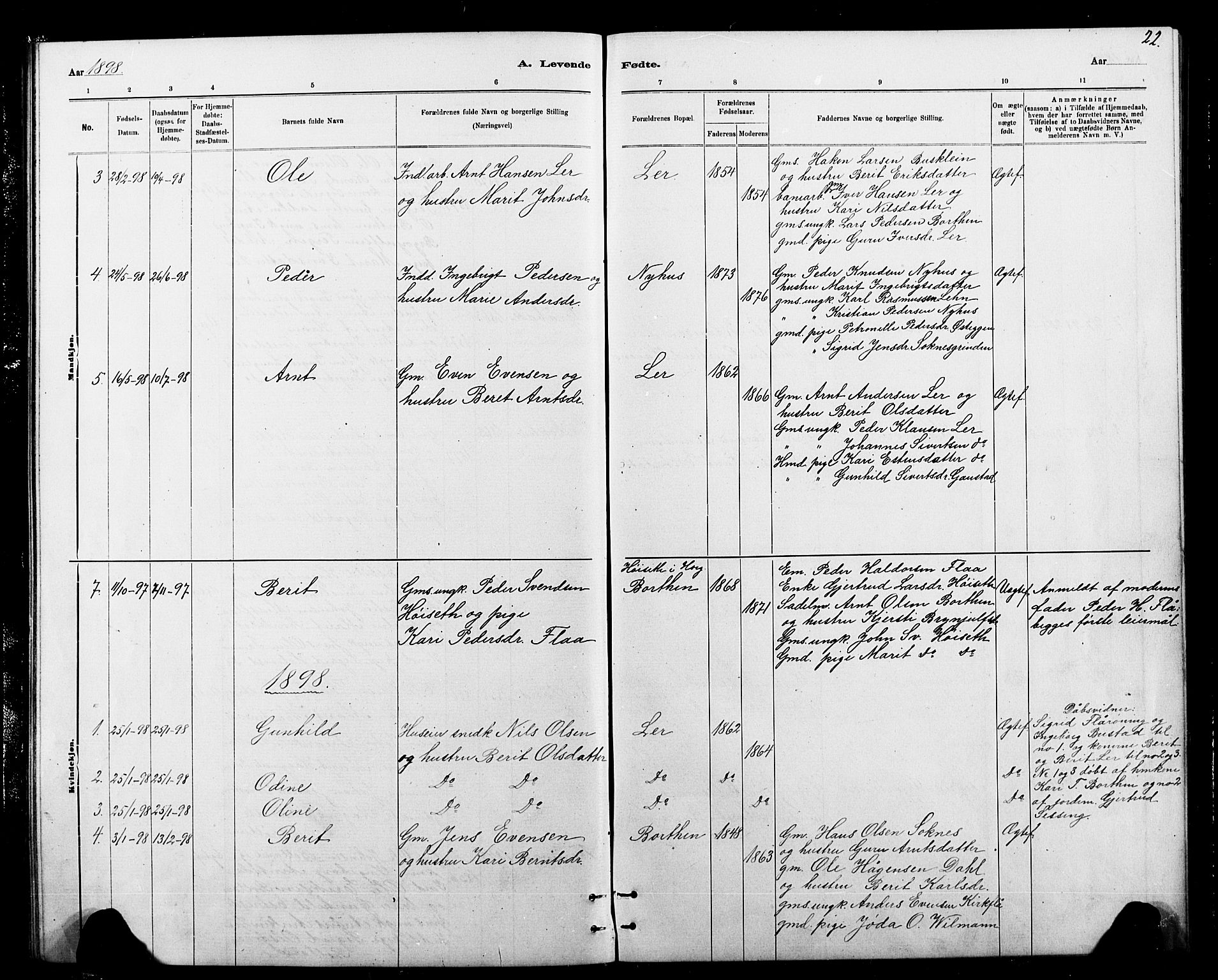 Ministerialprotokoller, klokkerbøker og fødselsregistre - Sør-Trøndelag, SAT/A-1456/693/L1123: Parish register (copy) no. 693C04, 1887-1910, p. 22