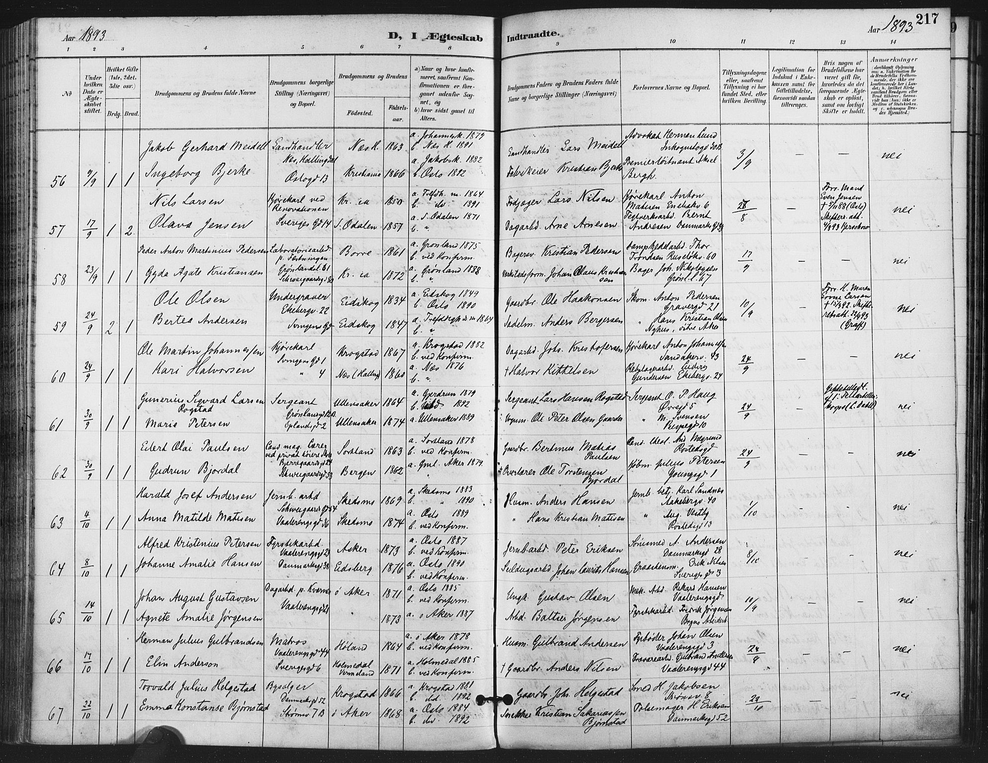 Gamlebyen prestekontor Kirkebøker, SAO/A-10884/F/Fa/L0008: Parish register (official) no. 8, 1891-1908, p. 217