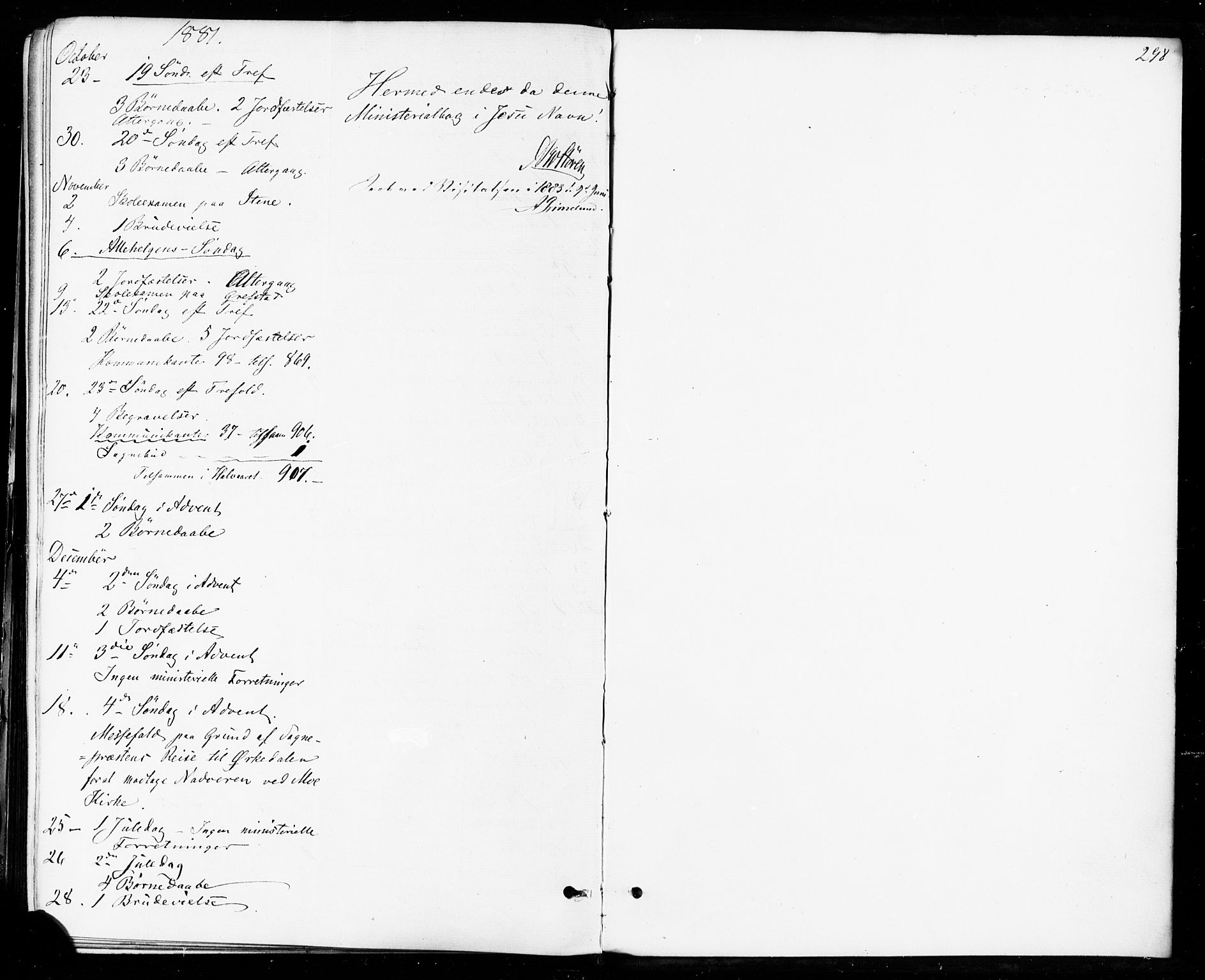 Ministerialprotokoller, klokkerbøker og fødselsregistre - Sør-Trøndelag, SAT/A-1456/672/L0856: Parish register (official) no. 672A08, 1861-1881, p. 298