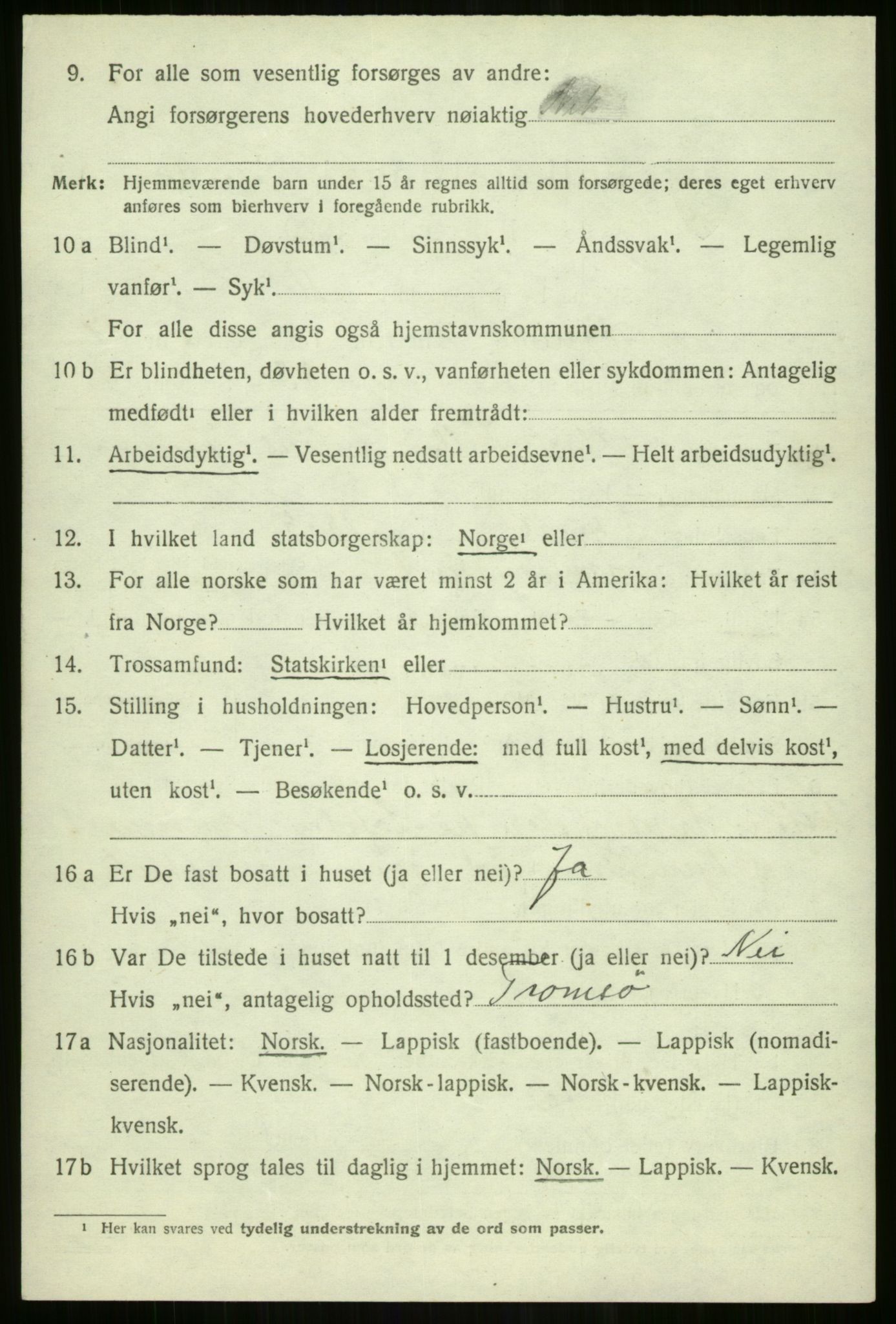 SATØ, 1920 census for Tromsøysund, 1920, p. 9921