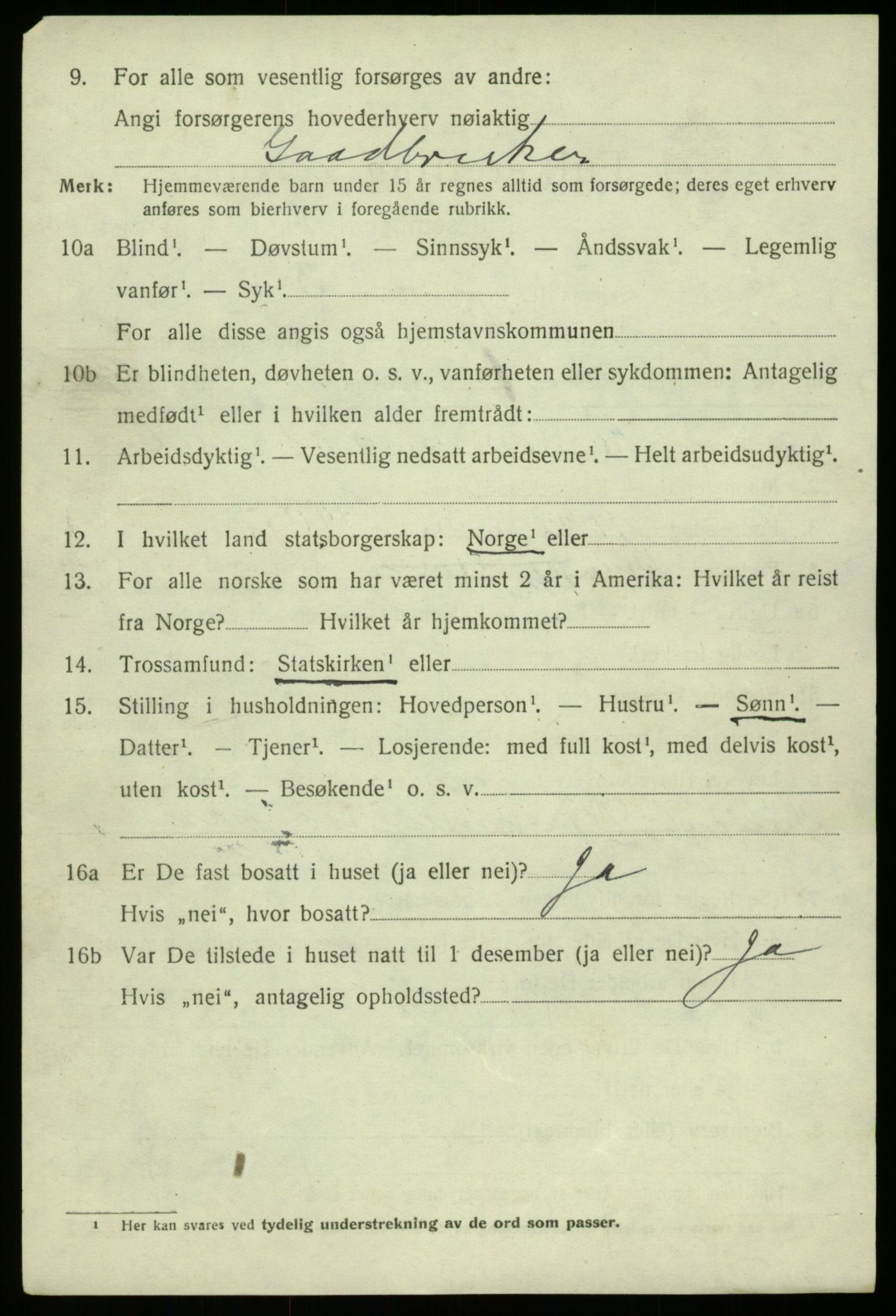 SAB, 1920 census for Bruvik, 1920, p. 9145