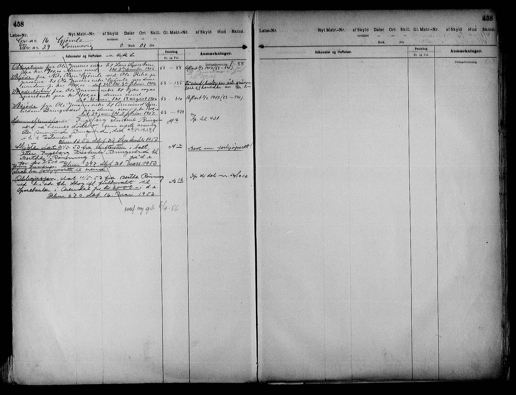 Vestre Nedenes/Sand sorenskriveri, SAK/1221-0010/G/Ga/L0018: Mortgage register no. 13b, 1872-1956, p. 458