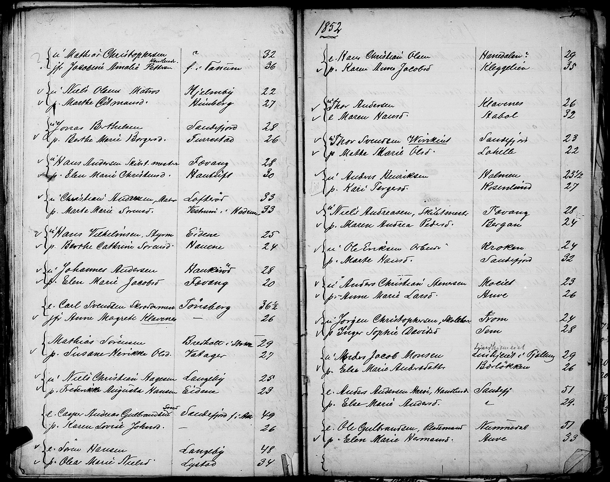 Sandar sokneprestkontor, AV/SAKO-A-242/Y/Ya/L0006: Other parish register no. 1 /1, 1709-1871, p. 56-57