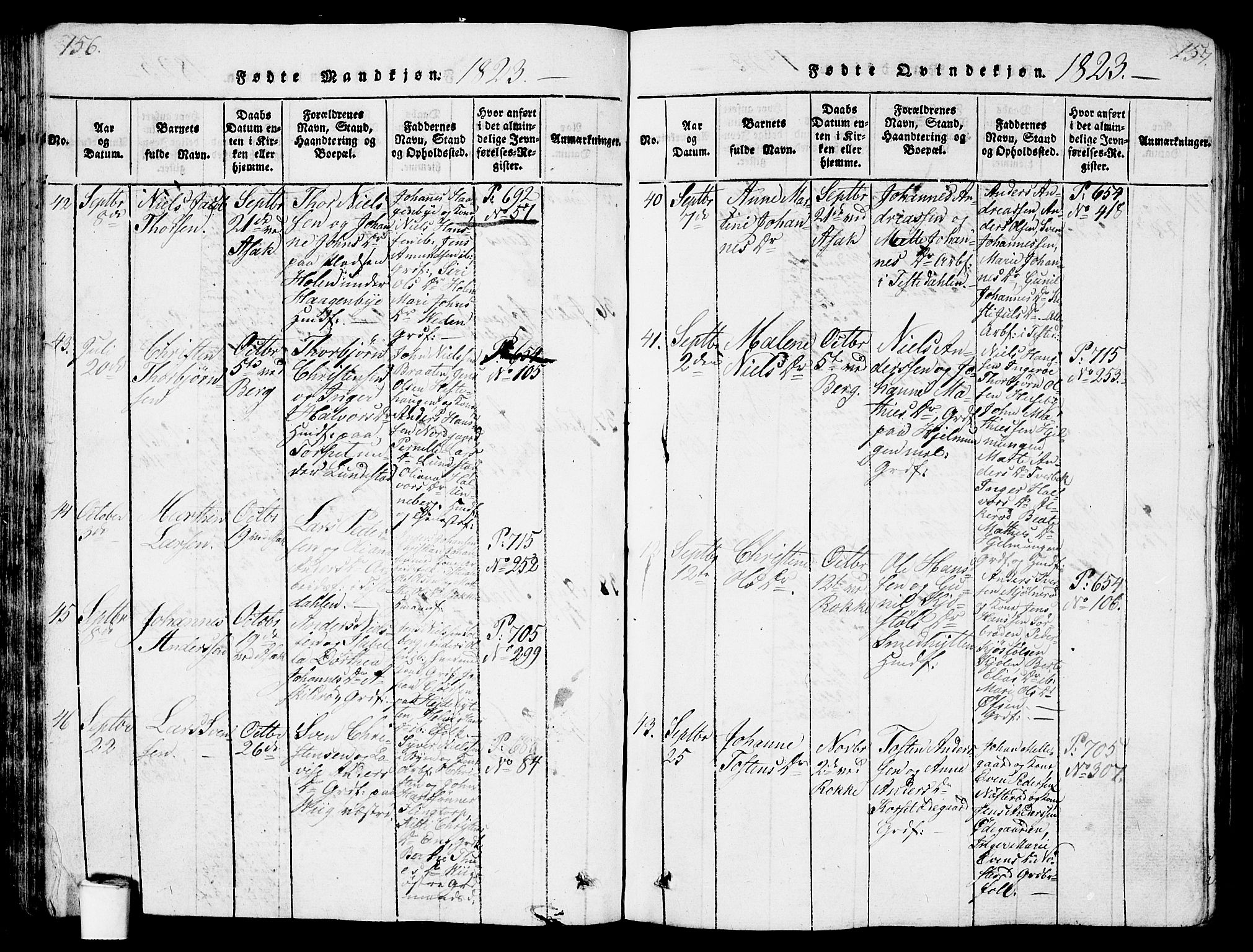 Berg prestekontor Kirkebøker, AV/SAO-A-10902/G/Ga/L0001: Parish register (copy) no. I 1, 1815-1832, p. 156-157