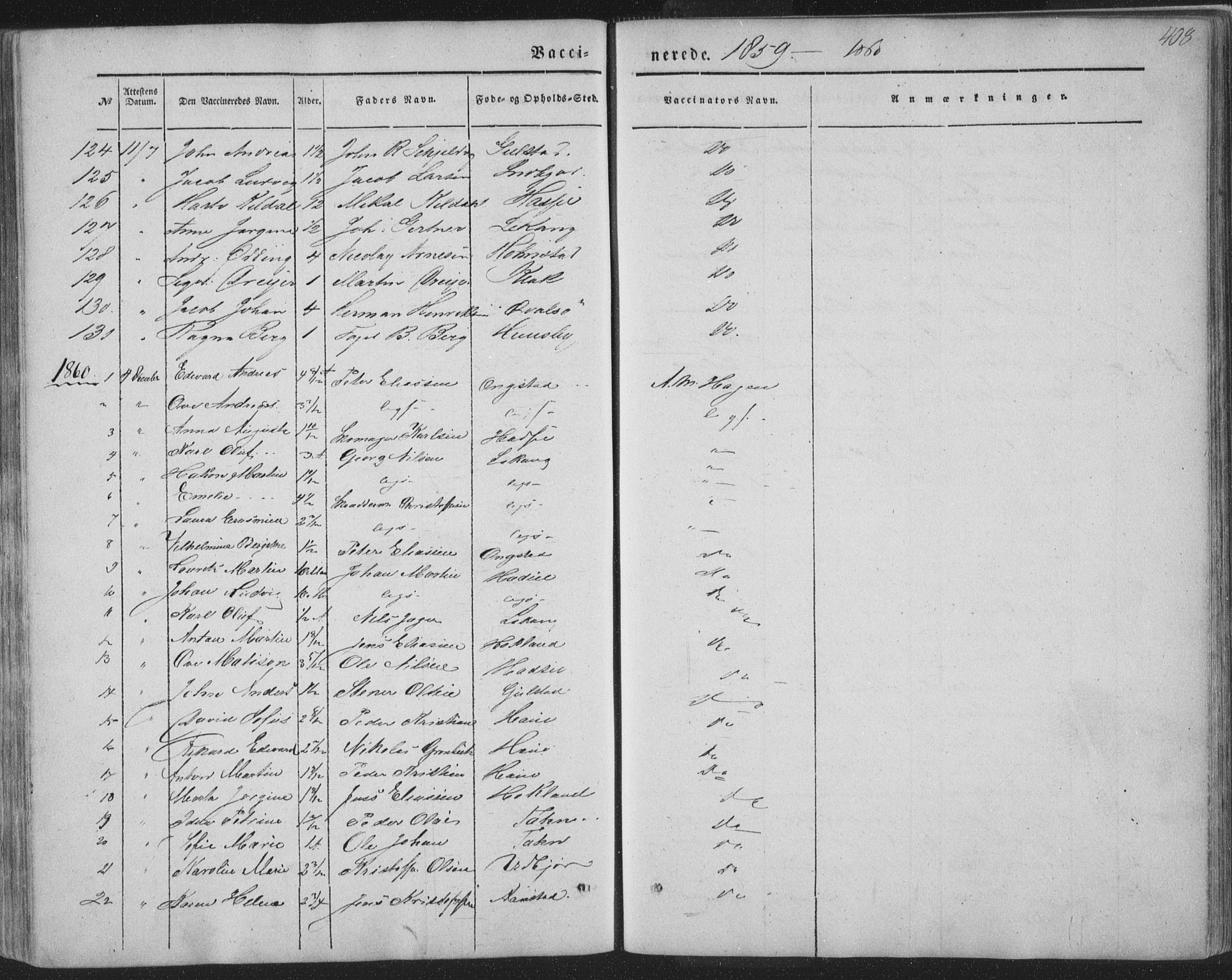 Ministerialprotokoller, klokkerbøker og fødselsregistre - Nordland, AV/SAT-A-1459/888/L1241: Parish register (official) no. 888A07, 1849-1869, p. 408