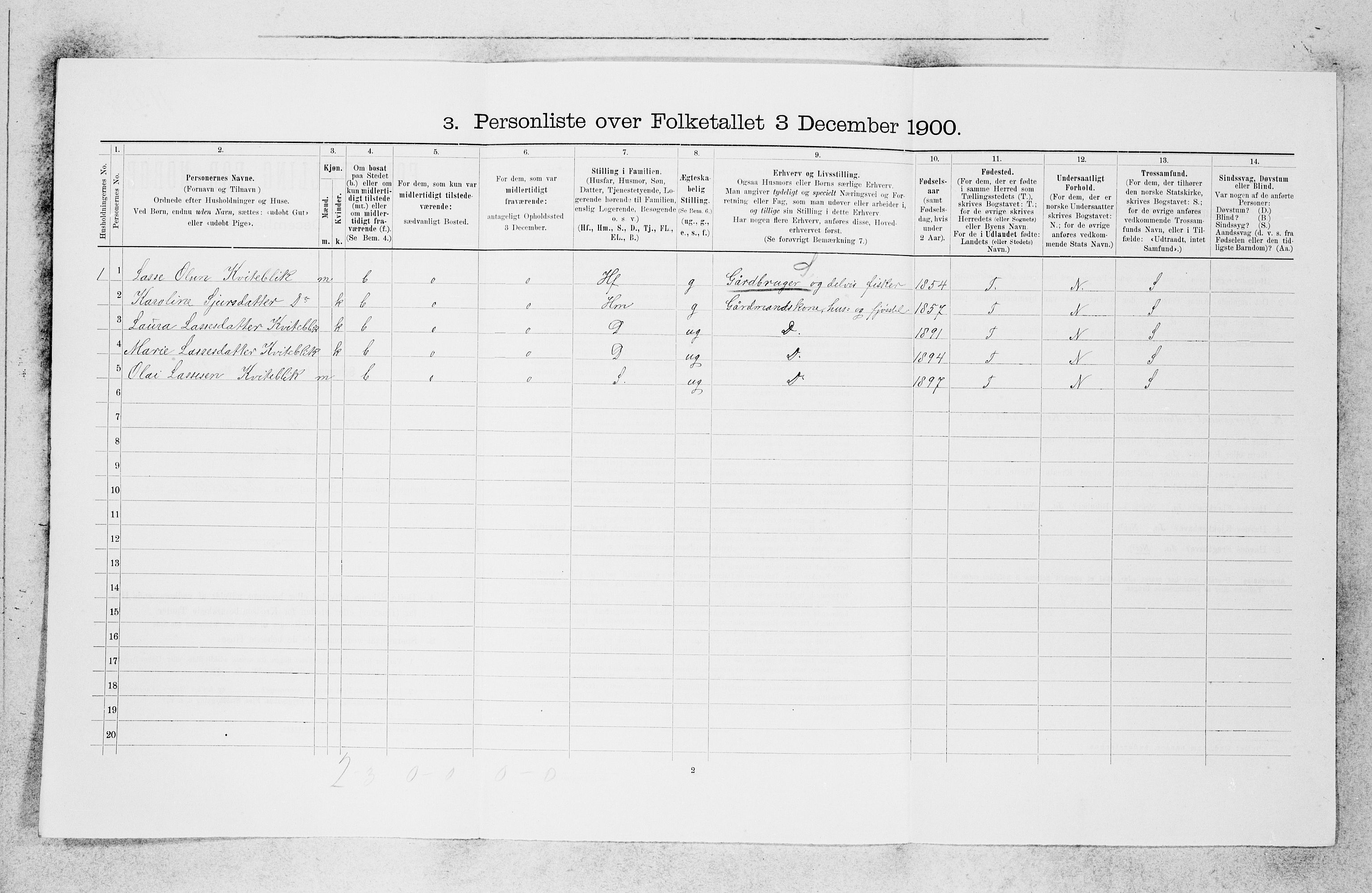 SAB, 1900 census for Askvoll, 1900, p. 418