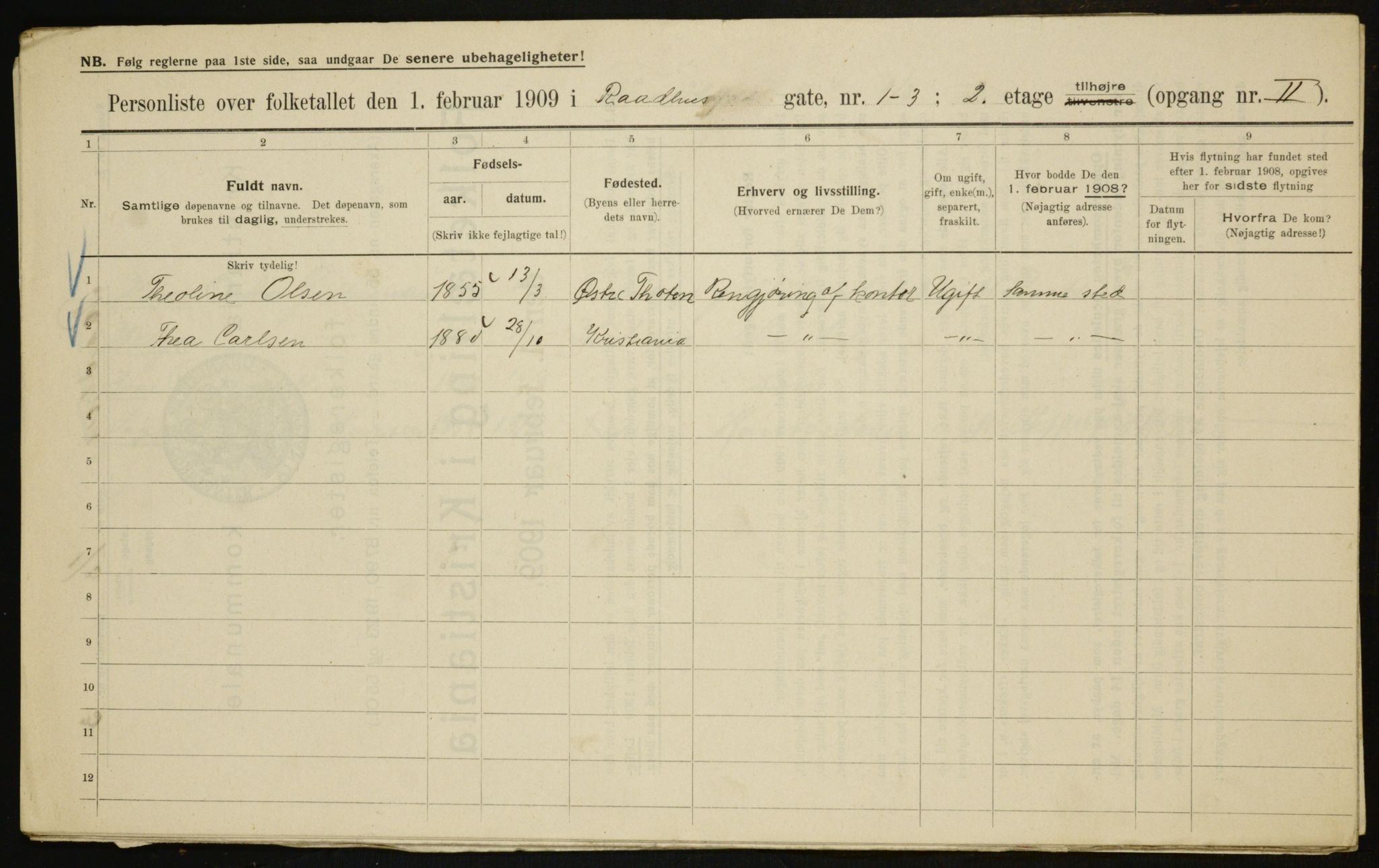 OBA, Municipal Census 1909 for Kristiania, 1909, p. 78243