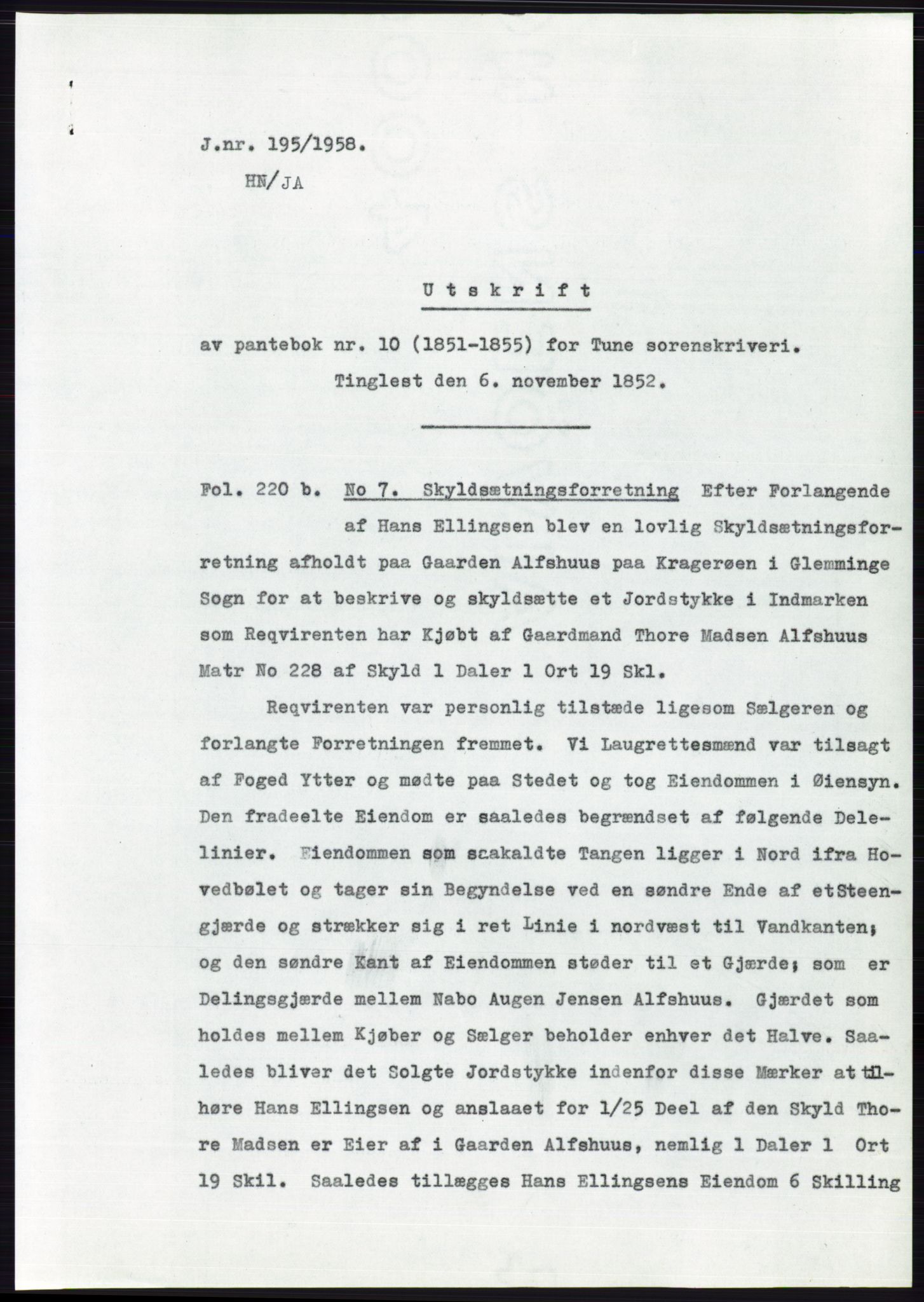 Statsarkivet i Oslo, AV/SAO-A-10621/Z/Zd/L0008: Avskrifter, j.nr 14-1096/1958, 1958, p. 67