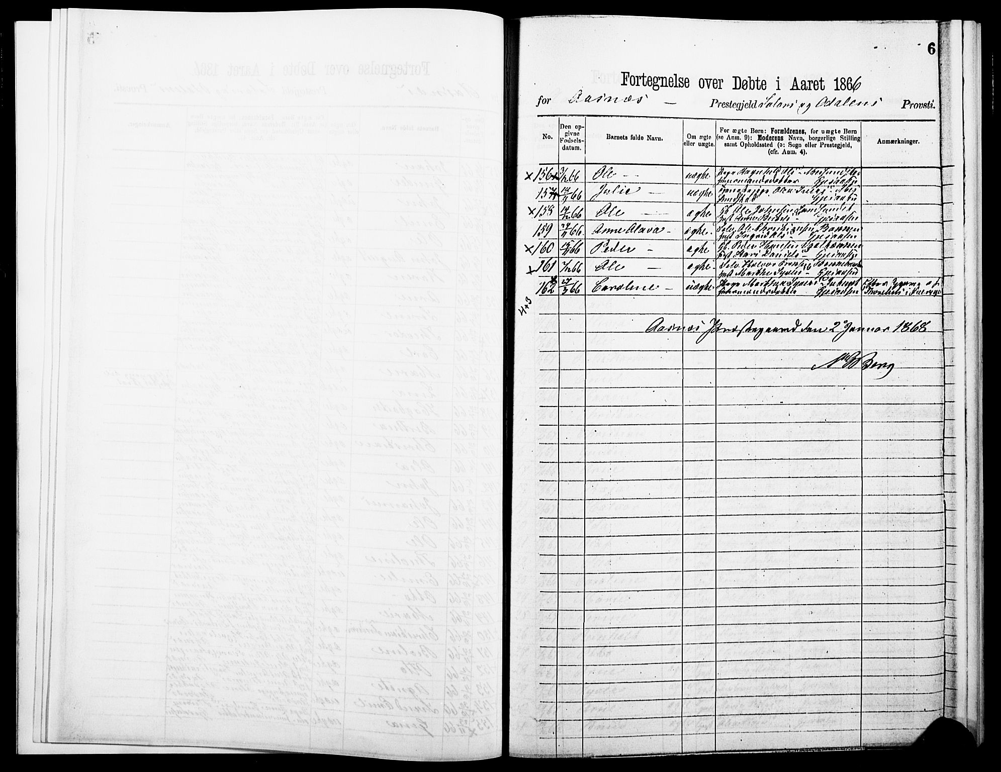 Åsnes prestekontor, SAH/PREST-042/H/Ha/Haa/L0000A: Parish register (official), 1866-1872, p. 6
