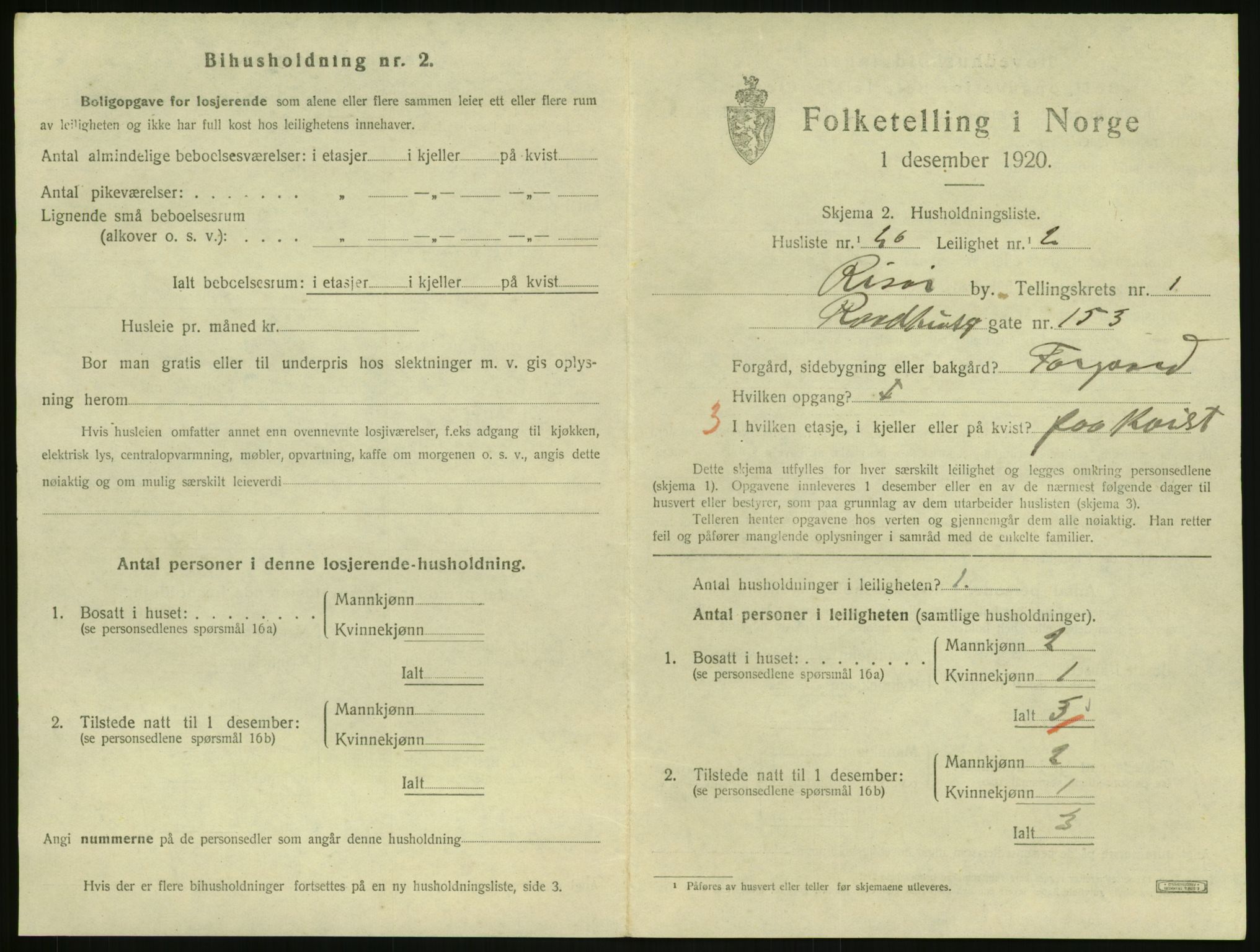 SAK, 1920 census for Risør, 1920, p. 1389