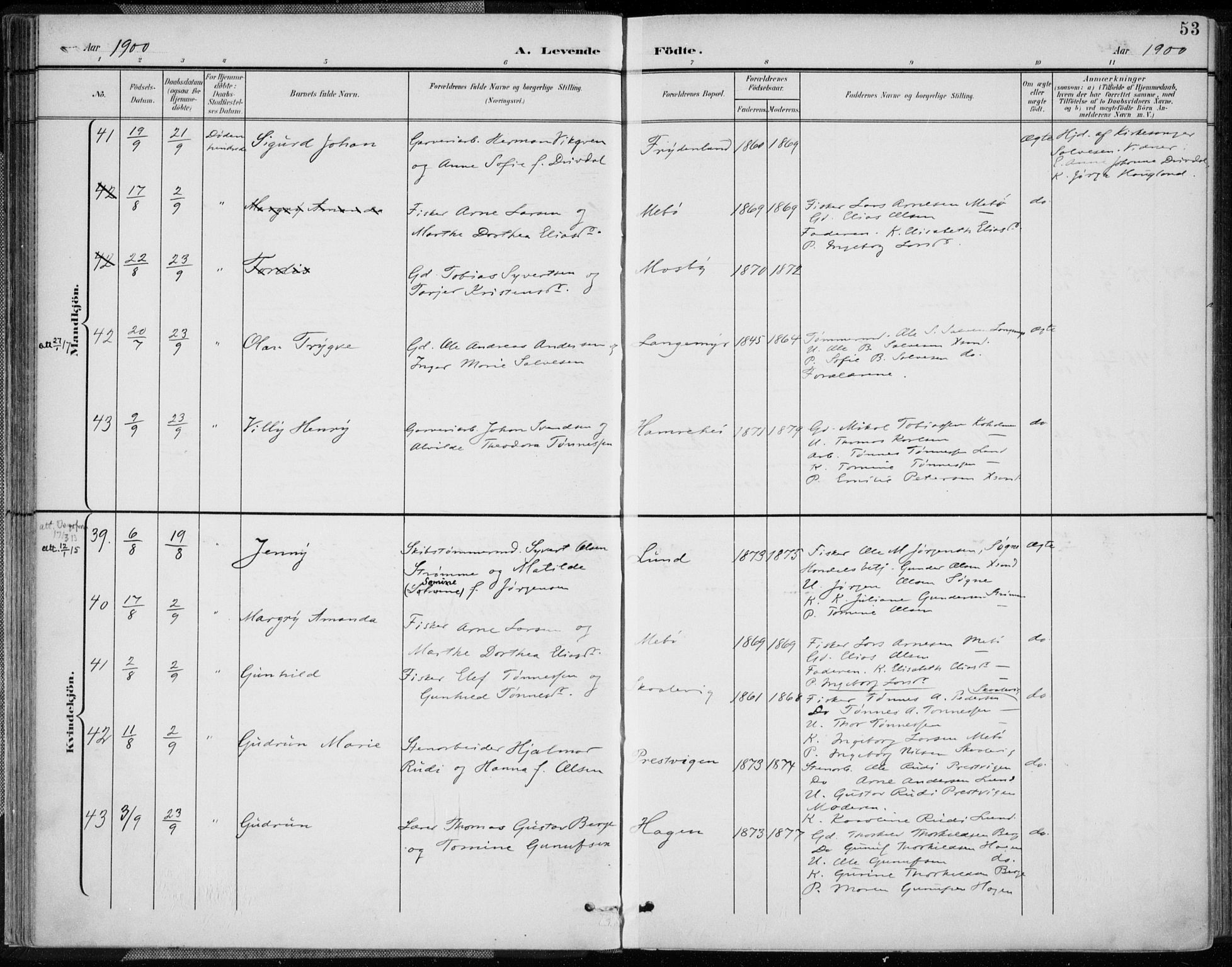 Oddernes sokneprestkontor, SAK/1111-0033/F/Fa/Faa/L0010: Parish register (official) no. A 10, 1897-1911, p. 53