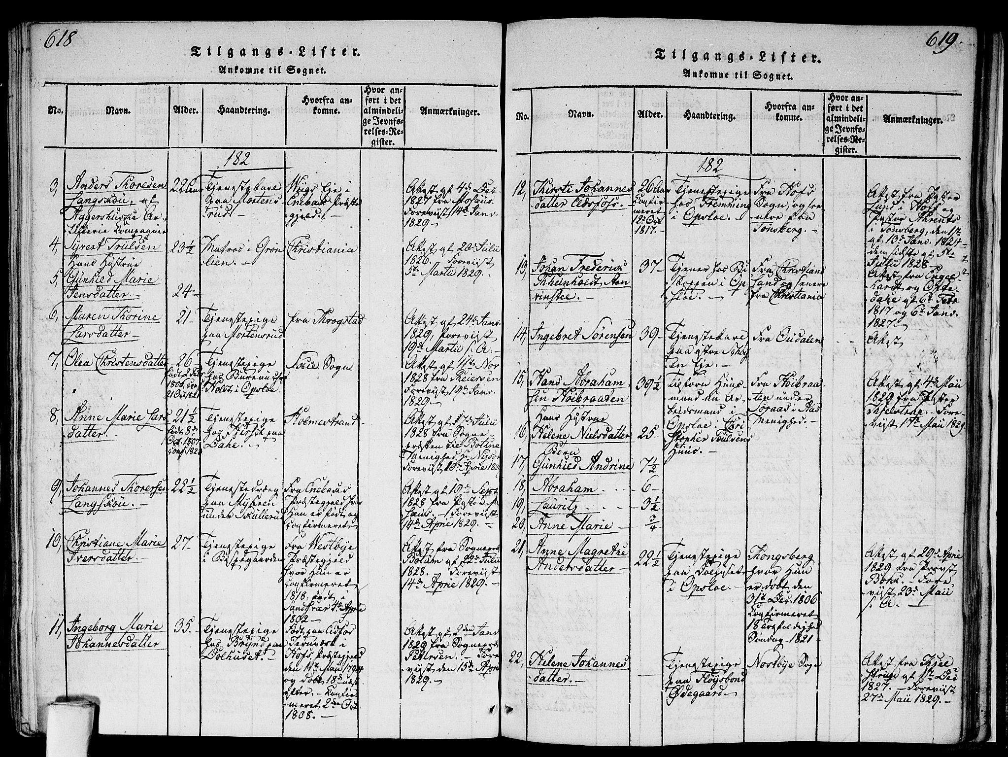 Gamlebyen prestekontor Kirkebøker, AV/SAO-A-10884/F/Fa/L0002: Parish register (official) no. 2, 1817-1829, p. 618-619