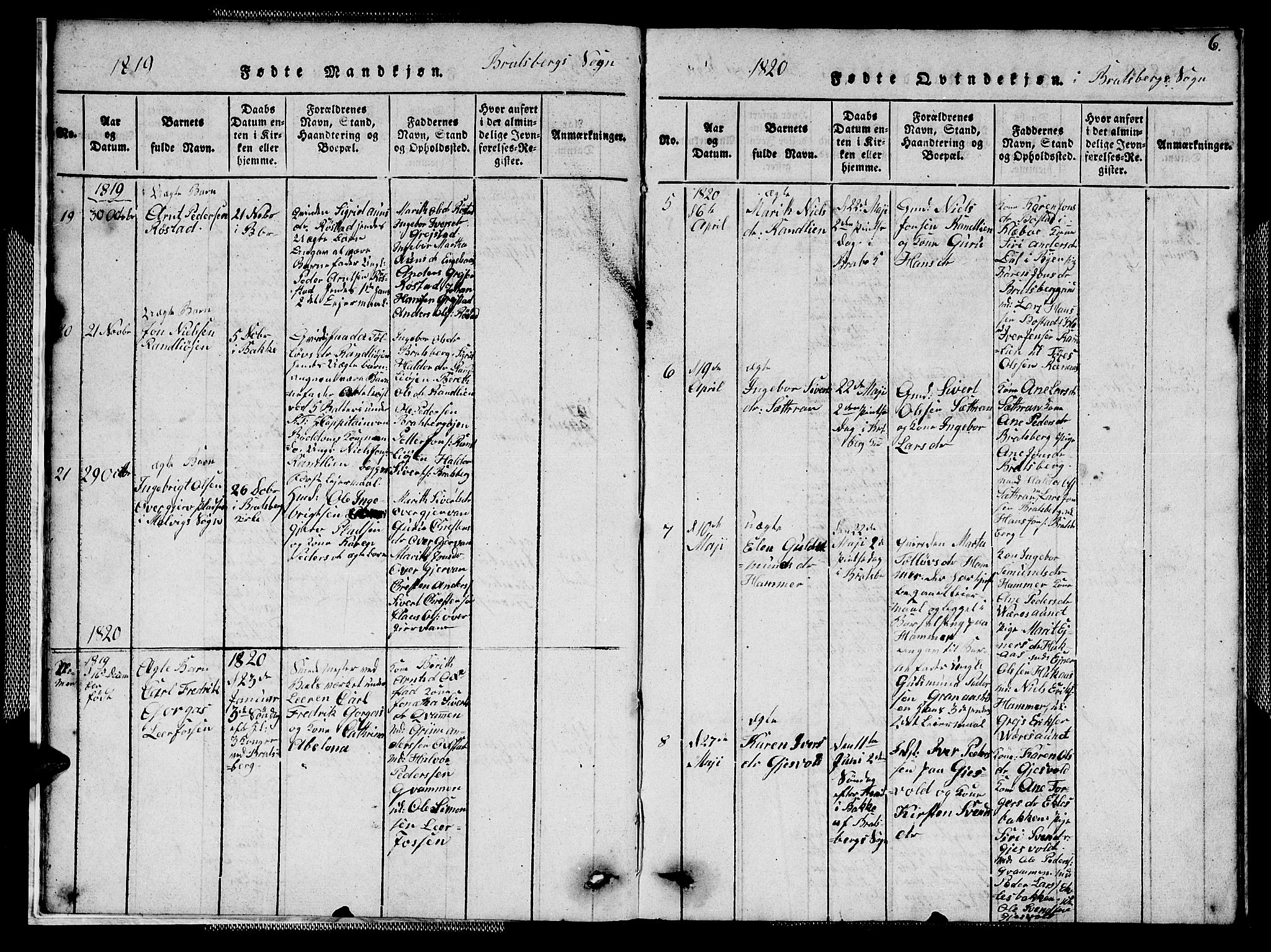 Ministerialprotokoller, klokkerbøker og fødselsregistre - Sør-Trøndelag, SAT/A-1456/608/L0336: Parish register (copy) no. 608C02, 1817-1827, p. 6