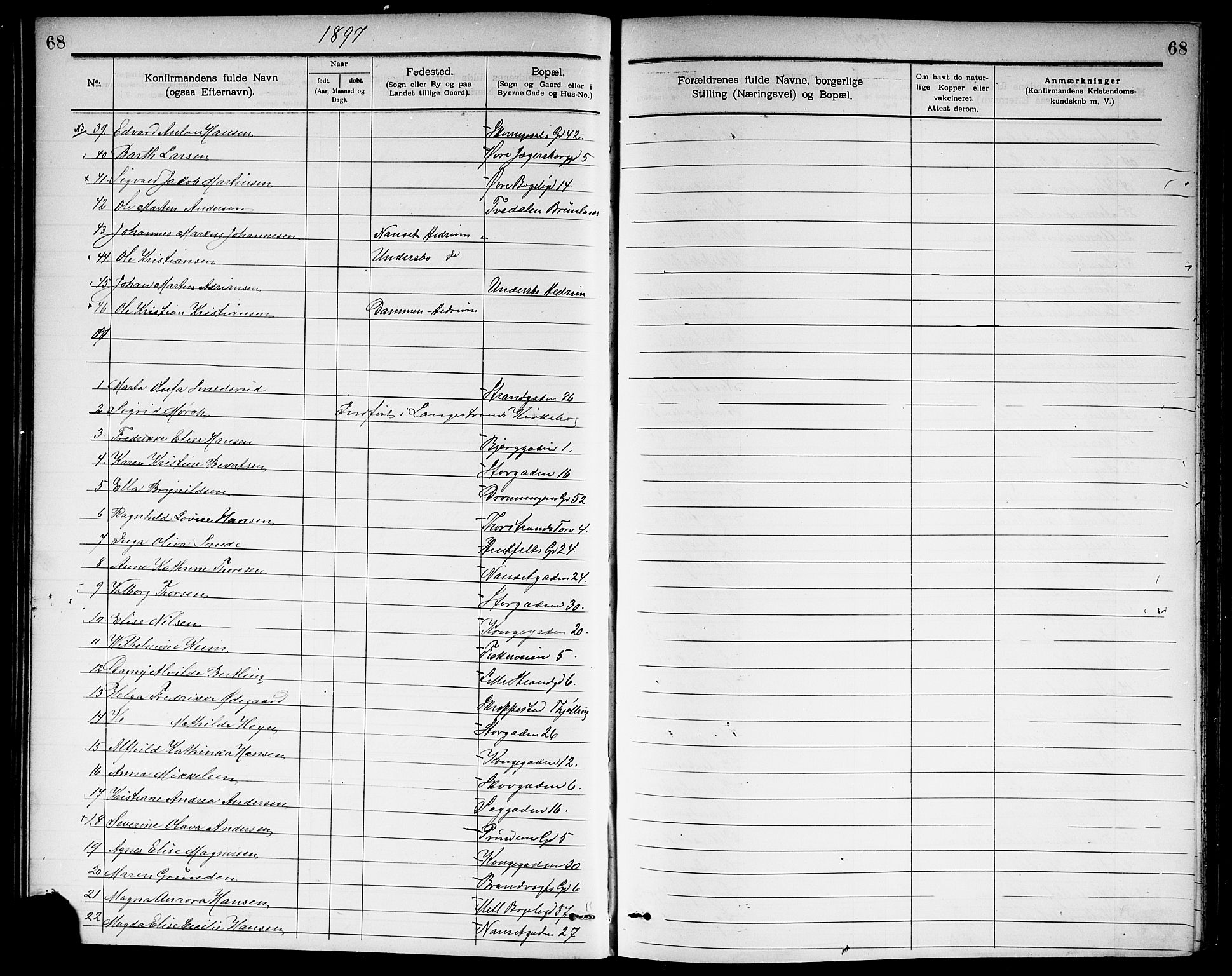 Larvik kirkebøker, SAKO/A-352/G/Ga/L0006: Parish register (copy) no. I 6, 1888-1917, p. 68