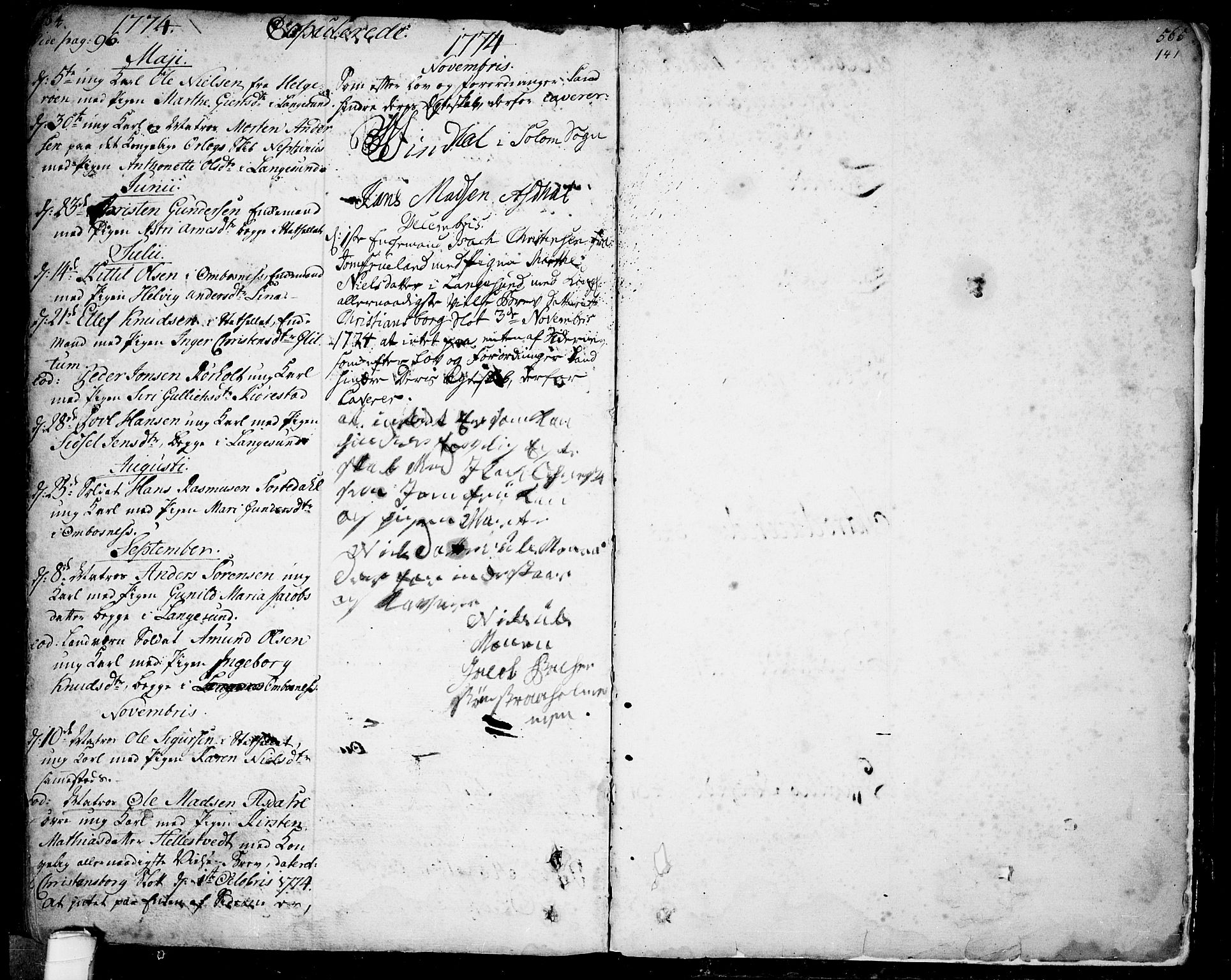 Bamble kirkebøker, SAKO/A-253/F/Fa/L0001: Parish register (official) no. I 1, 1702-1774, p. 564-565