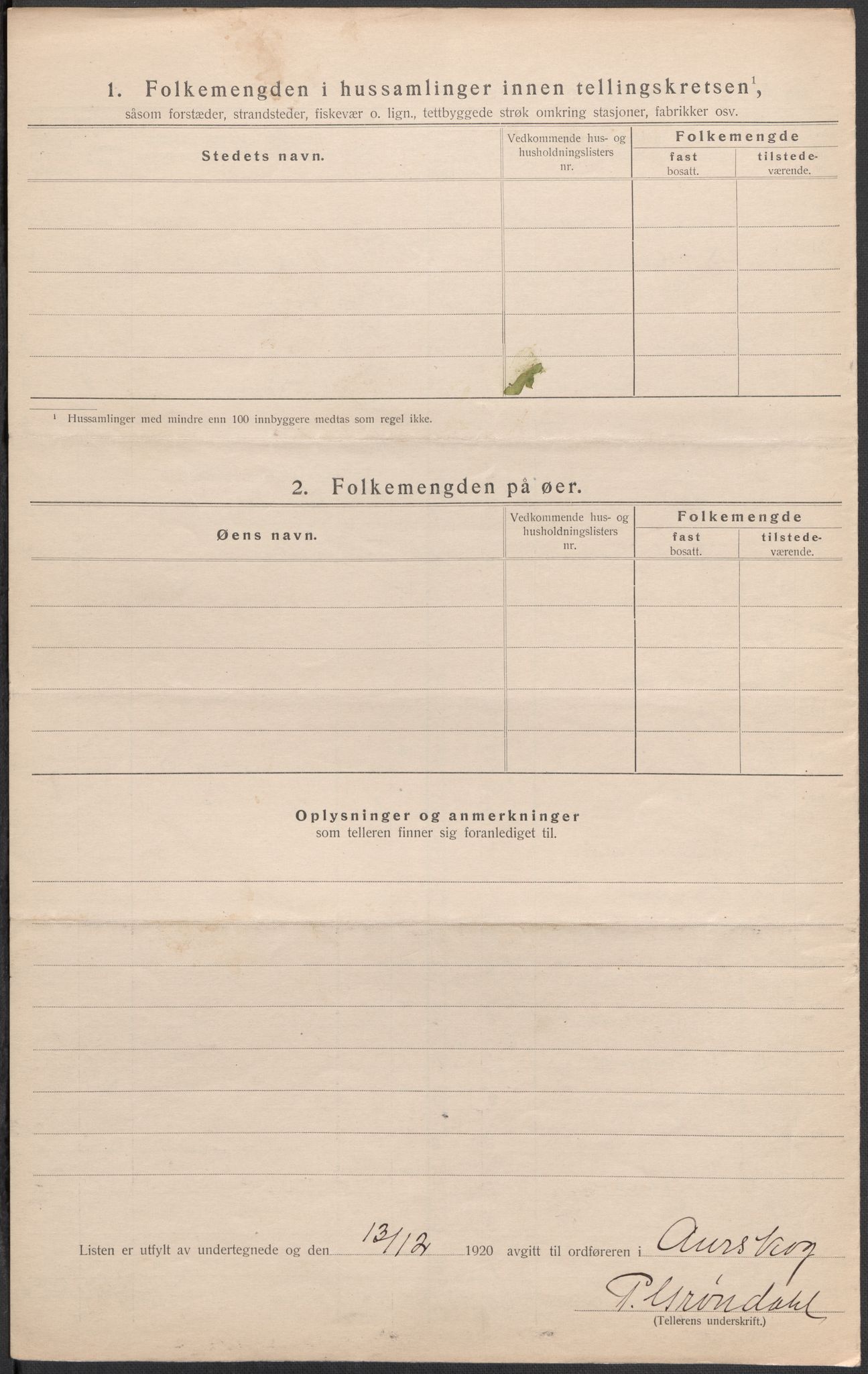 SAO, 1920 census for Aurskog, 1920, p. 25