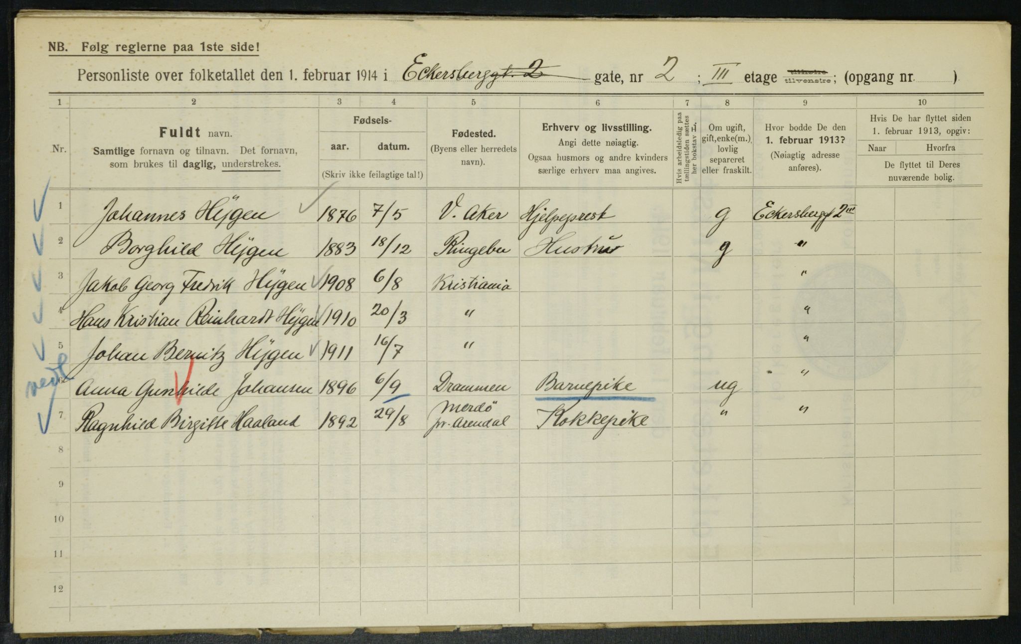 OBA, Municipal Census 1914 for Kristiania, 1914, p. 18375