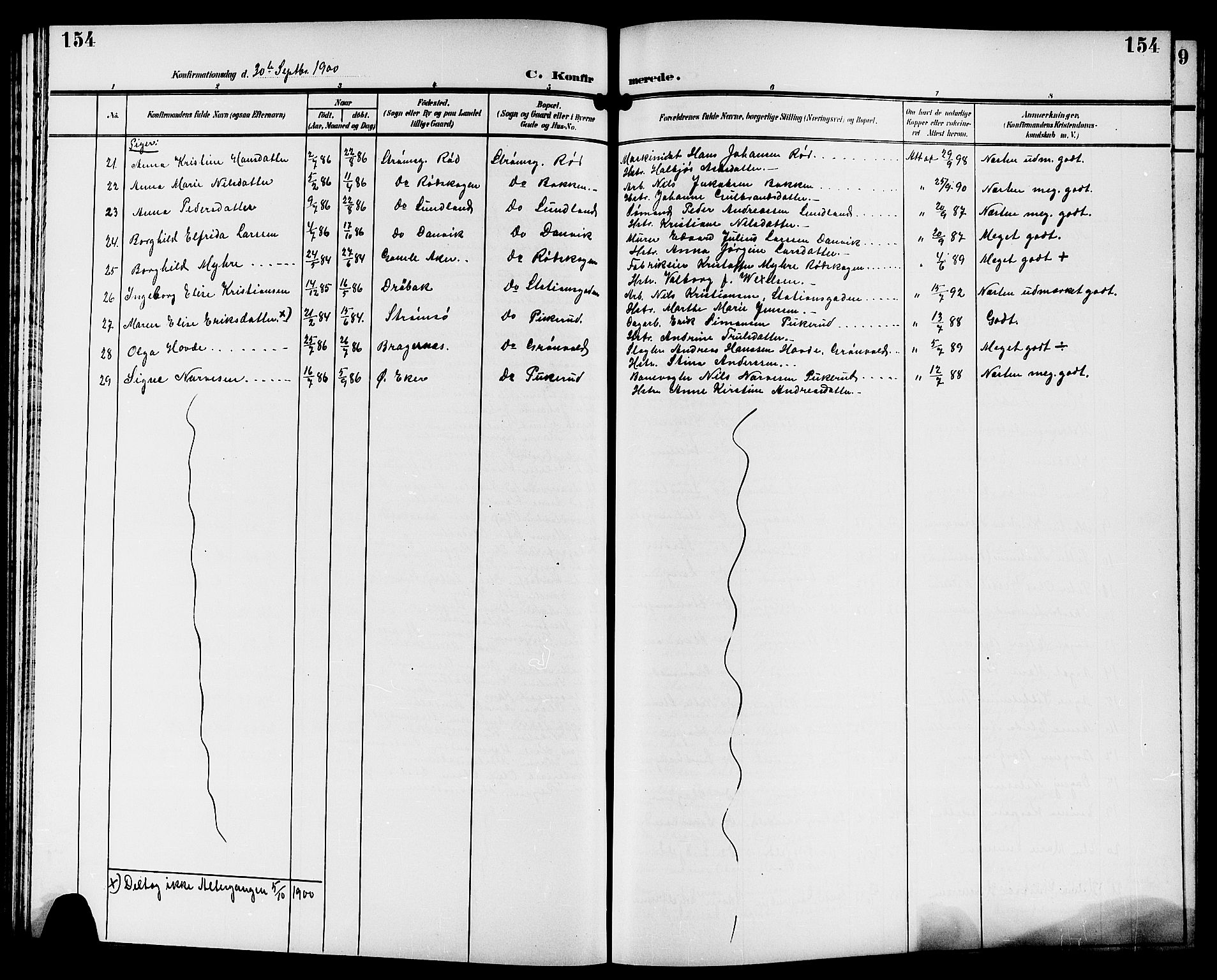 Strømsgodset kirkebøker, AV/SAKO-A-324/G/Ga/L0002: Parish register (copy) no. 2, 1885-1910, p. 154