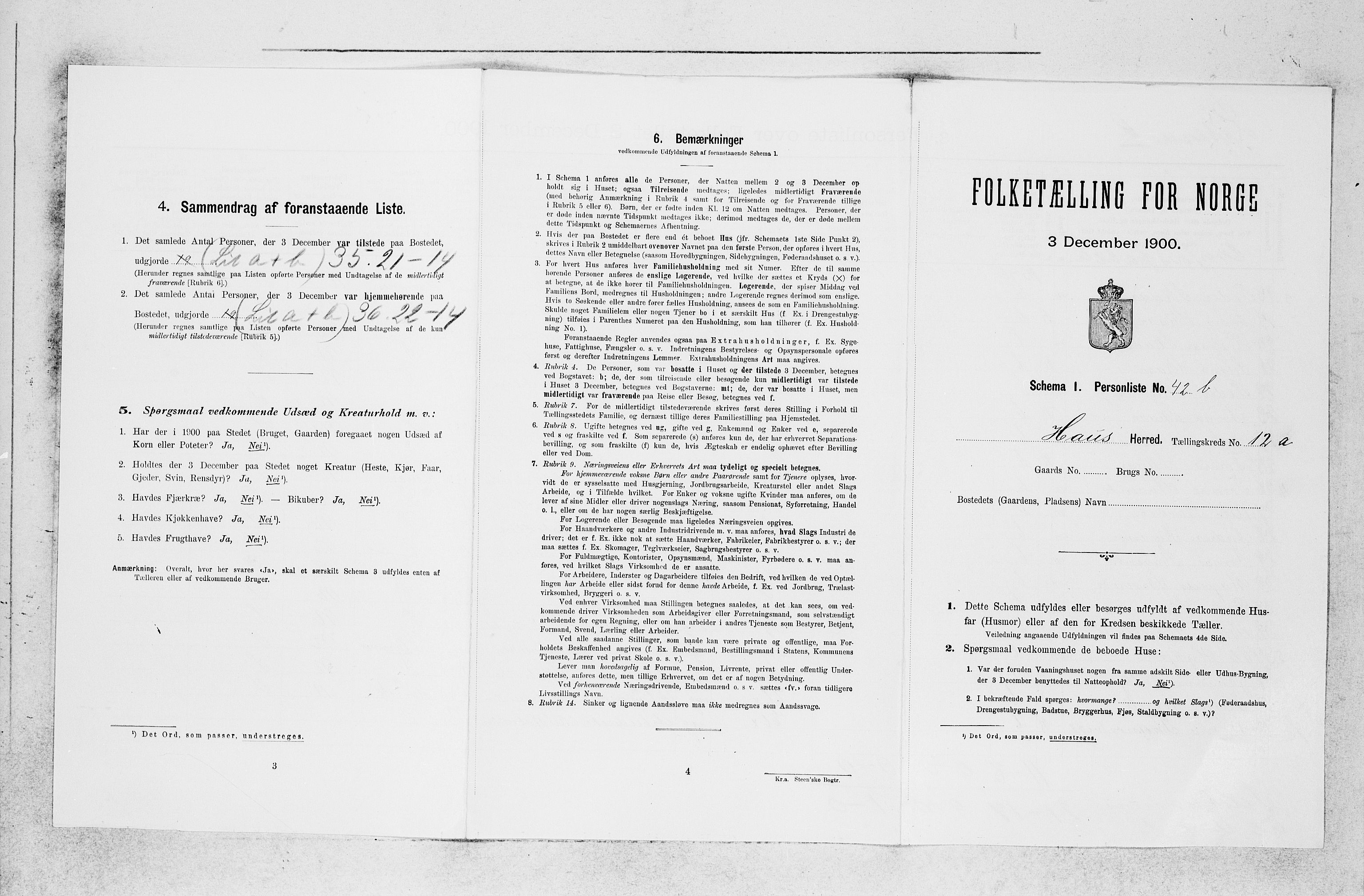 SAB, 1900 census for Haus, 1900, p. 1347