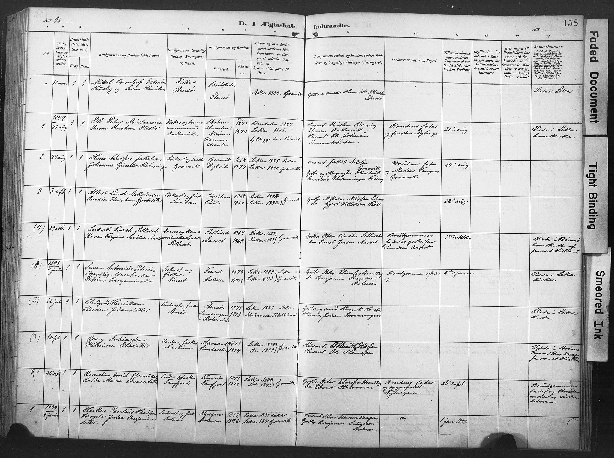 Ministerialprotokoller, klokkerbøker og fødselsregistre - Nord-Trøndelag, AV/SAT-A-1458/789/L0706: Parish register (copy) no. 789C01, 1888-1931, p. 158