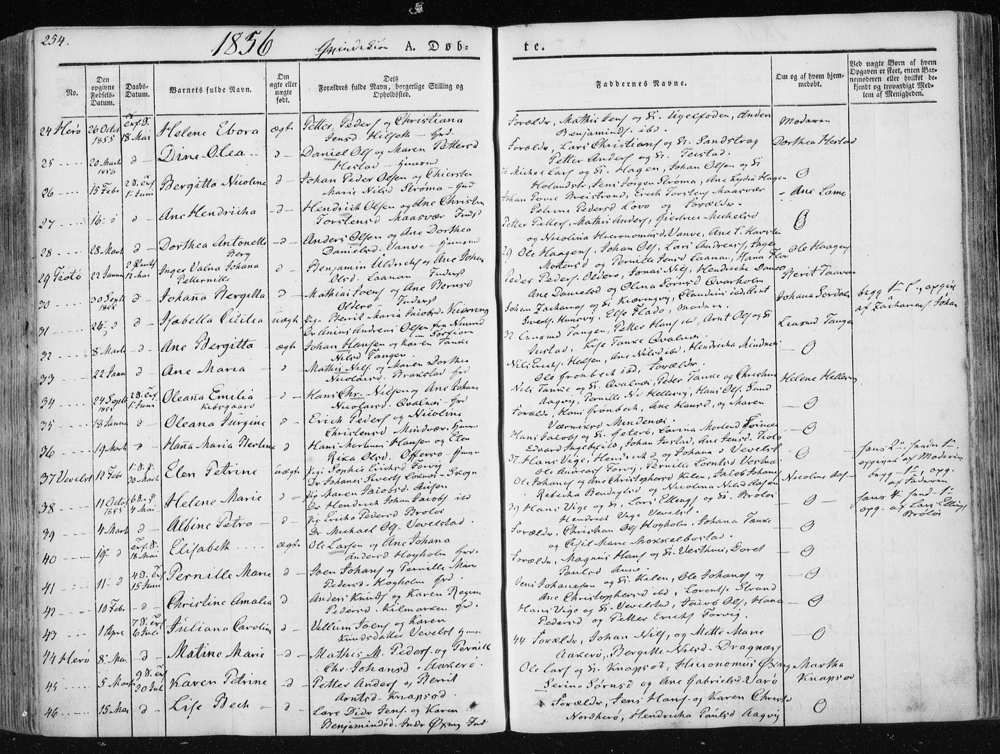 Ministerialprotokoller, klokkerbøker og fødselsregistre - Nordland, SAT/A-1459/830/L0446: Parish register (official) no. 830A10, 1831-1865, p. 254