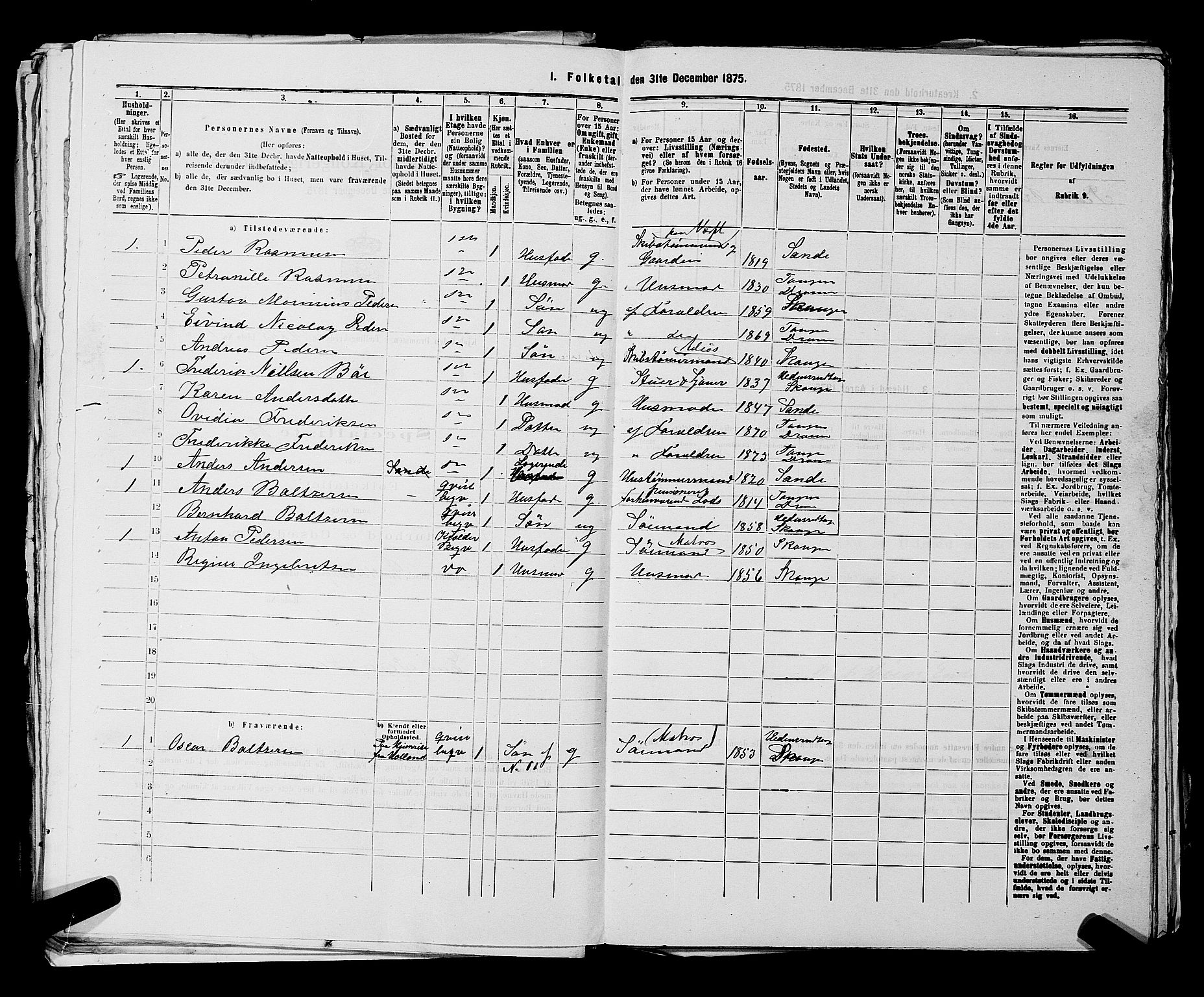 SAKO, 1875 census for 0602 Drammen, 1875, p. 3617