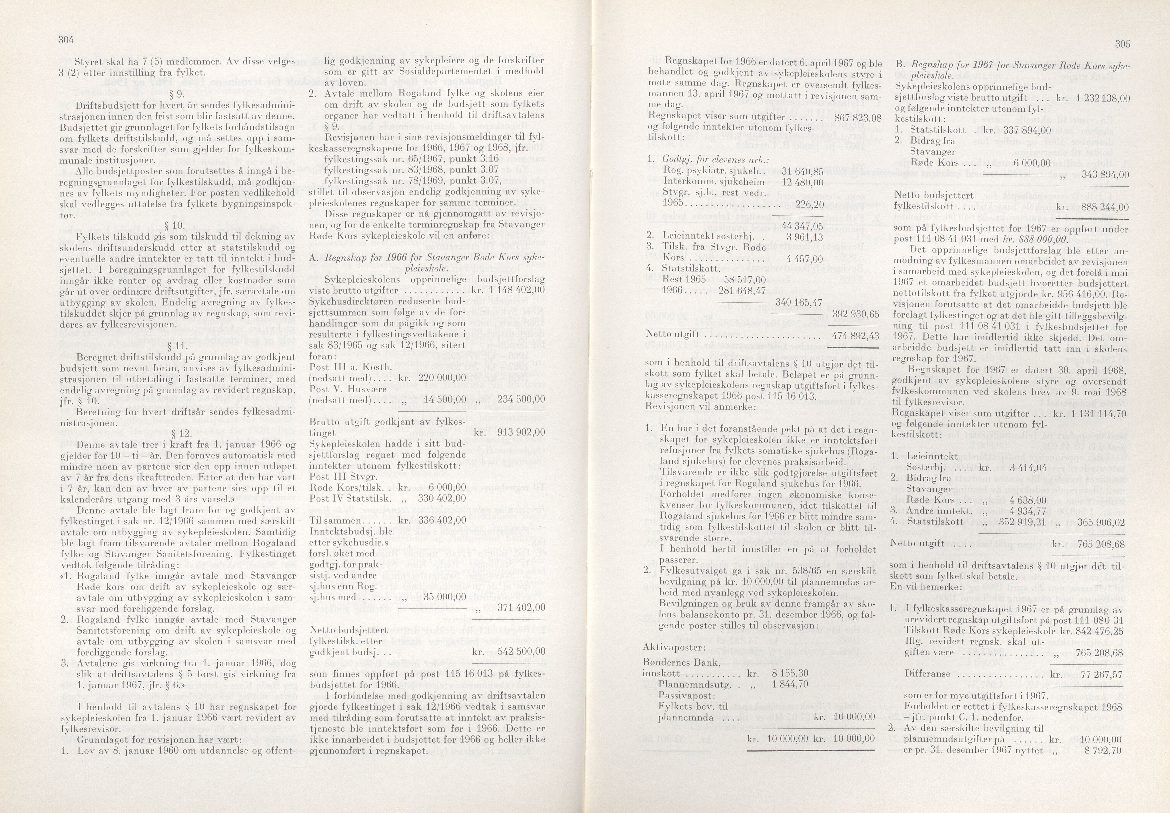 Rogaland fylkeskommune - Fylkesrådmannen , IKAR/A-900/A/Aa/Aaa/L0090: Møtebok , 1970, p. 304-305