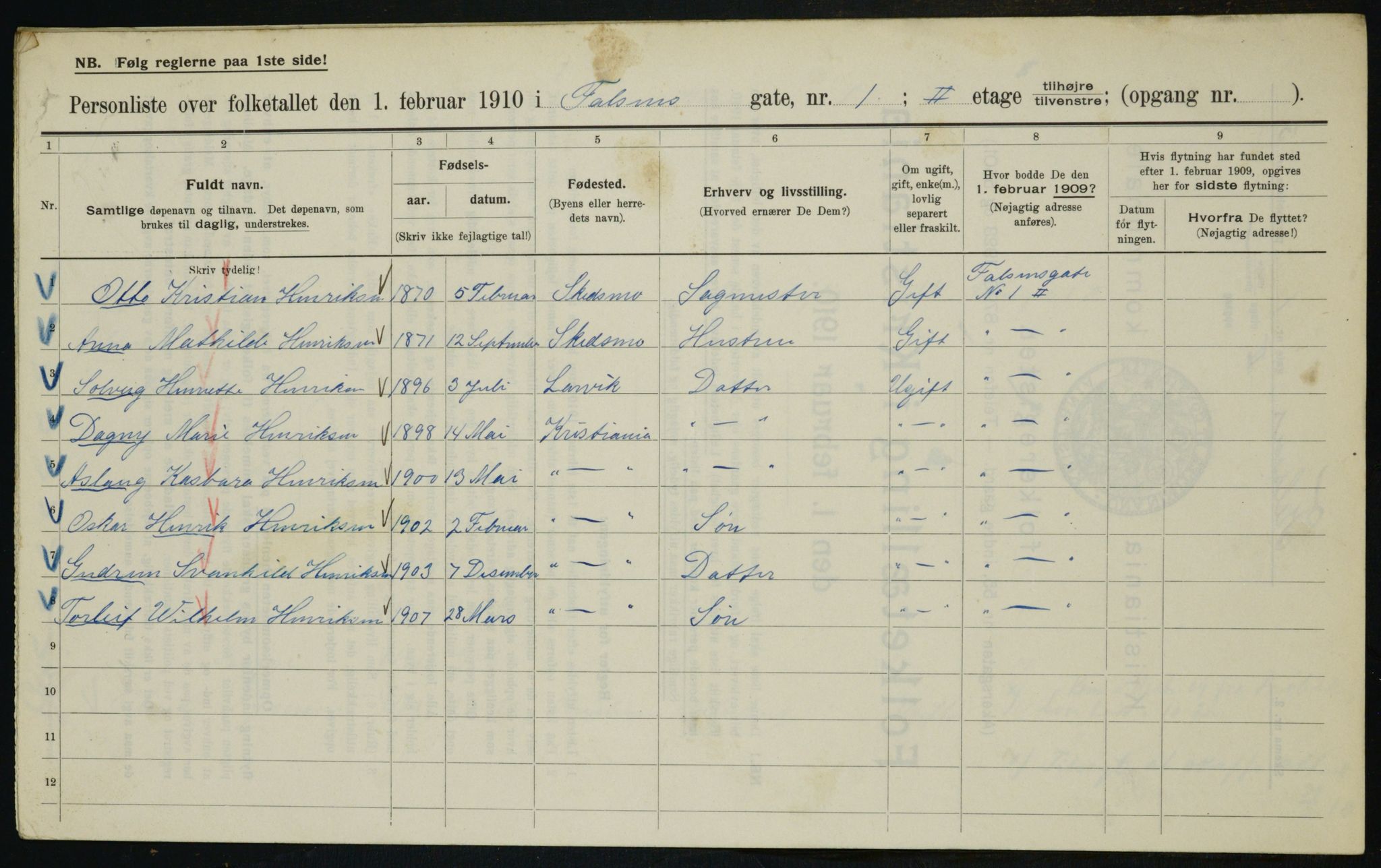 OBA, Municipal Census 1910 for Kristiania, 1910, p. 21865