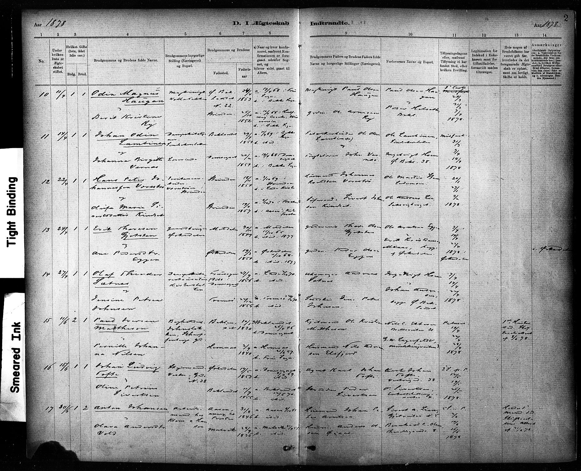 Ministerialprotokoller, klokkerbøker og fødselsregistre - Sør-Trøndelag, SAT/A-1456/604/L0189: Parish register (official) no. 604A10, 1878-1892, p. 2