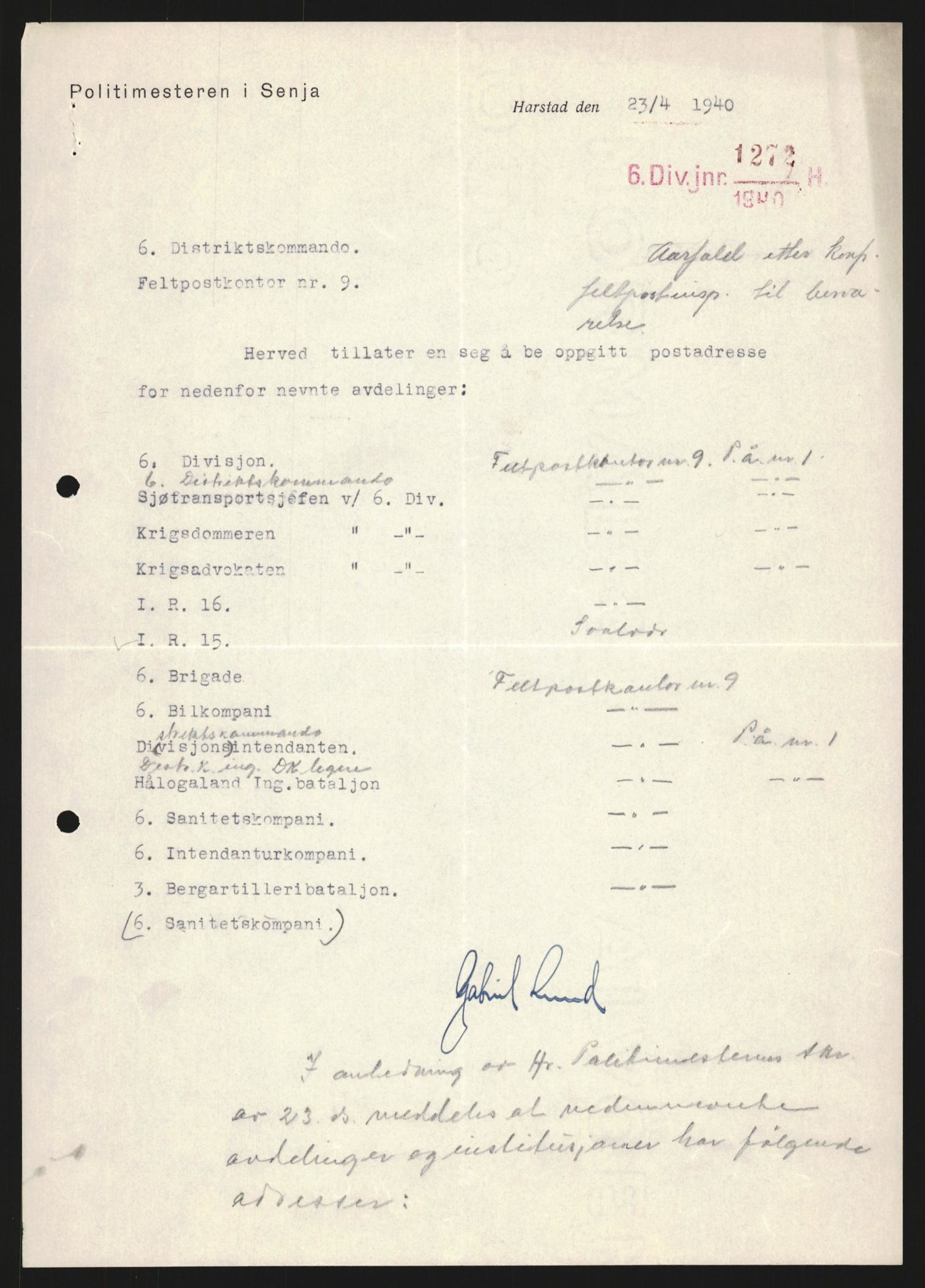 Forsvaret, Forsvarets krigshistoriske avdeling, AV/RA-RAFA-2017/Y/Yb/L0122: II-C-11-600  -  6. Divisjon med avdelinger, 1940, p. 311