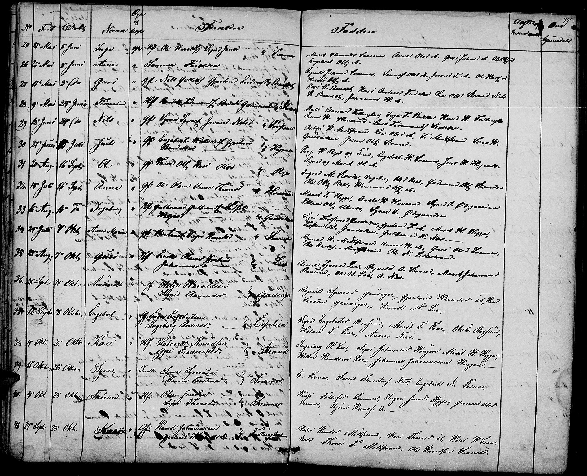 Nord-Aurdal prestekontor, SAH/PREST-132/H/Ha/Hab/L0003: Parish register (copy) no. 3, 1842-1882, p. 37