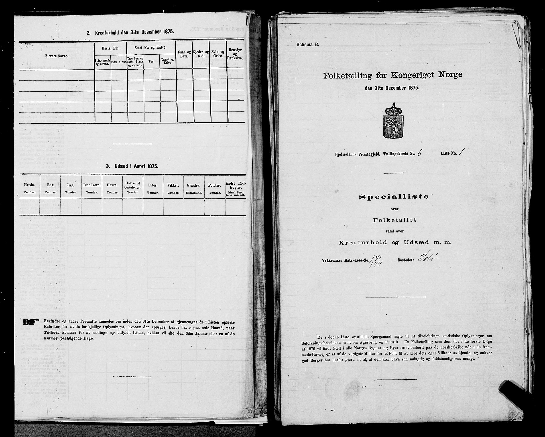 SAST, 1875 census for 1133P Hjelmeland, 1875, p. 683