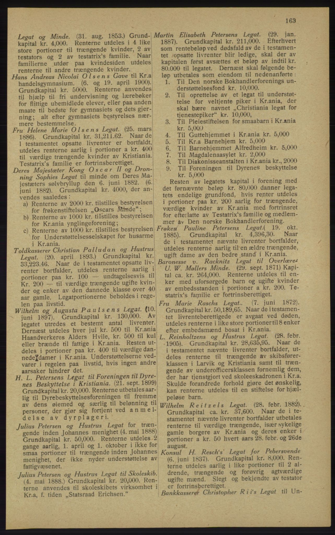 Kristiania/Oslo adressebok, PUBL/-, 1913, p. 165