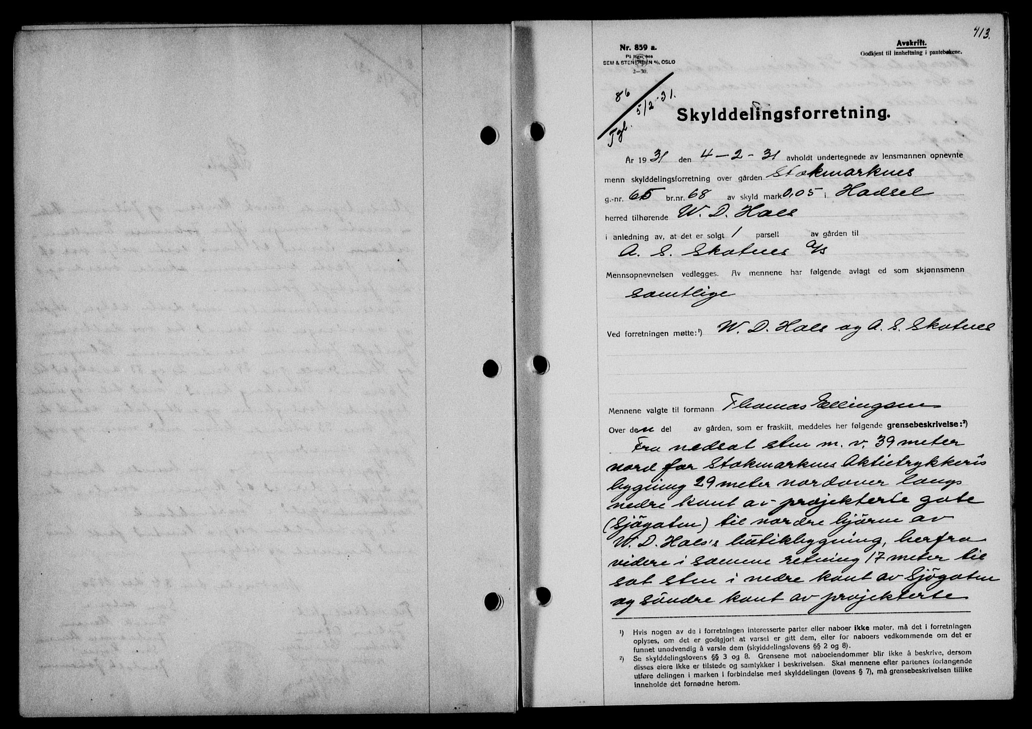 Vesterålen sorenskriveri, SAT/A-4180/1/2/2Ca/L0052: Mortgage book no. 45, 1930-1931, Deed date: 05.02.1931